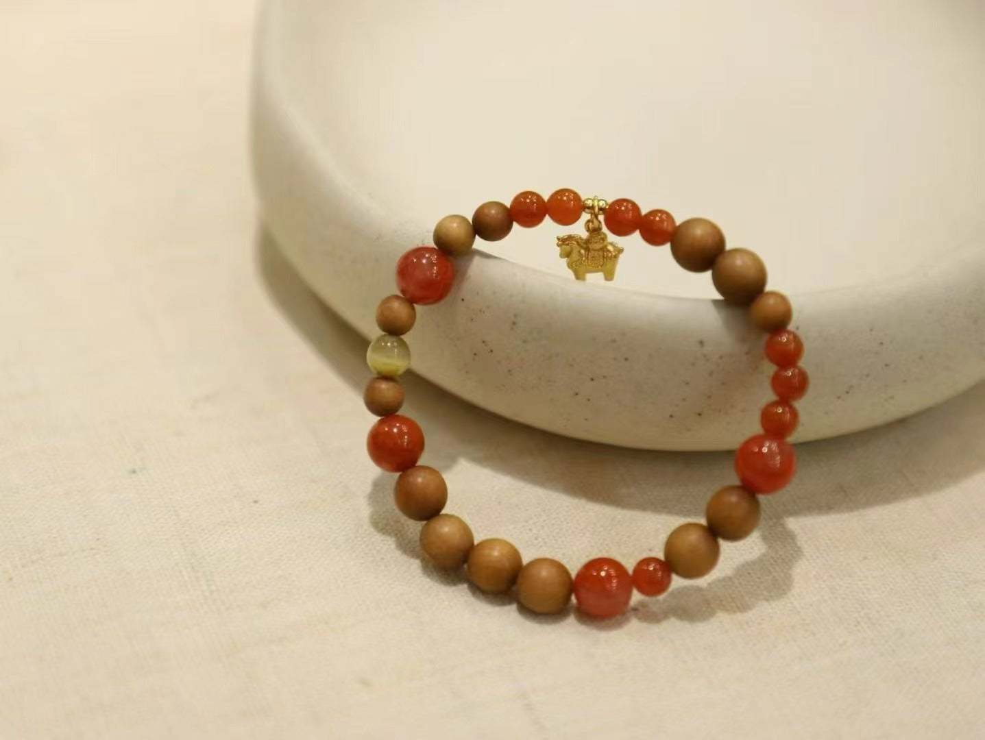 Red Agate & Golden Horse Bracelet