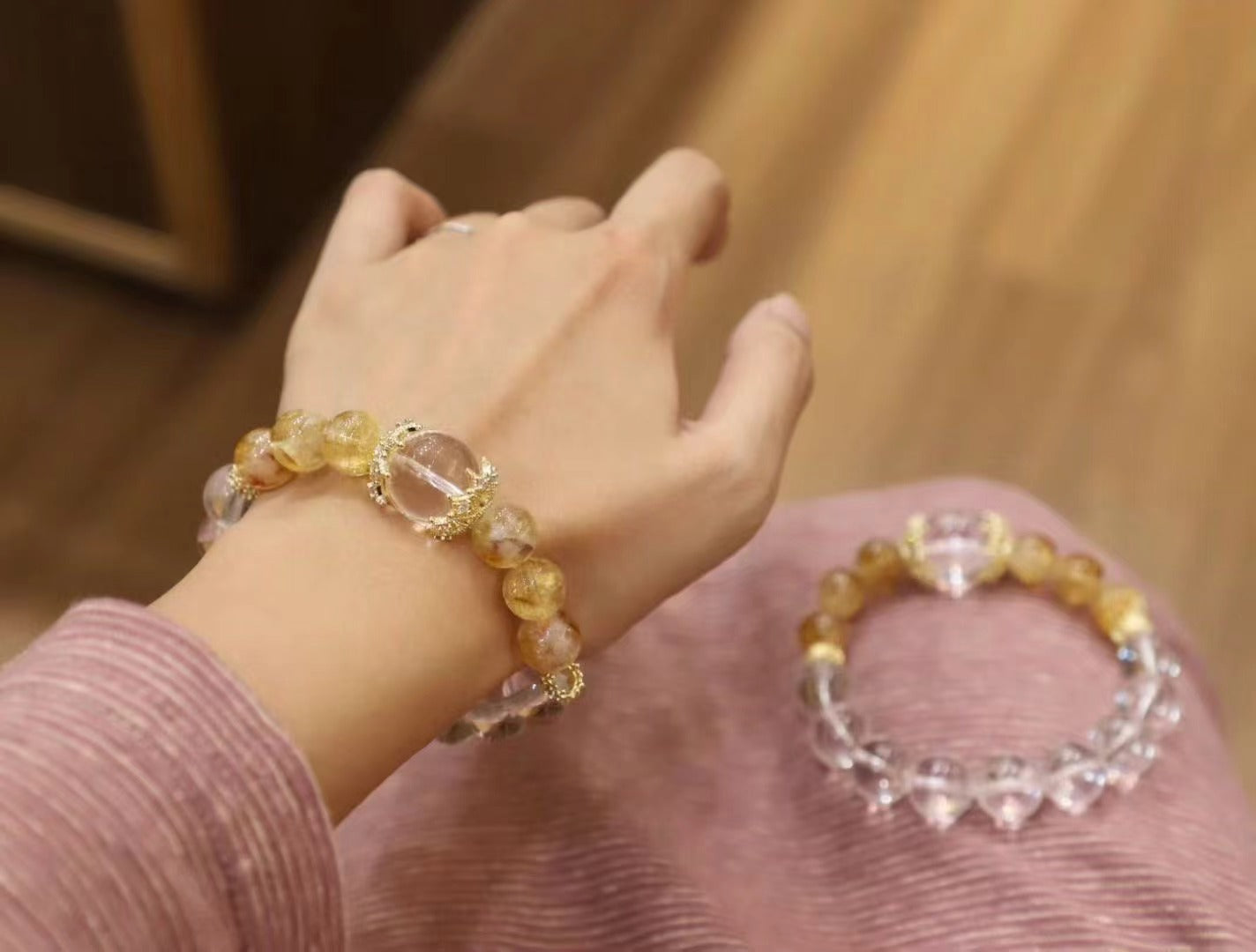 White Crystal & Yellow Quartz Bracelet