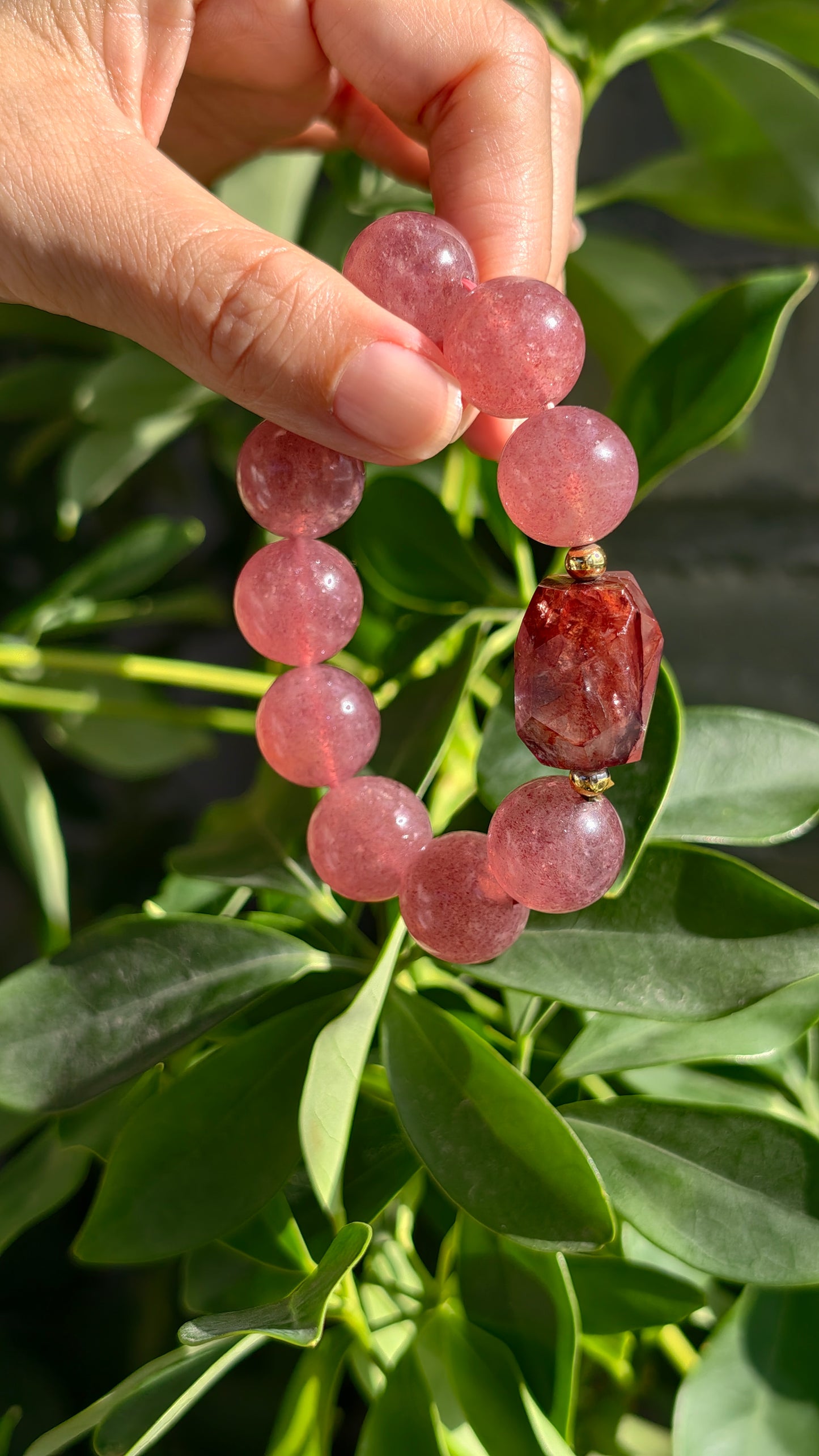 Pink Strawberry Quartz Bracelet
