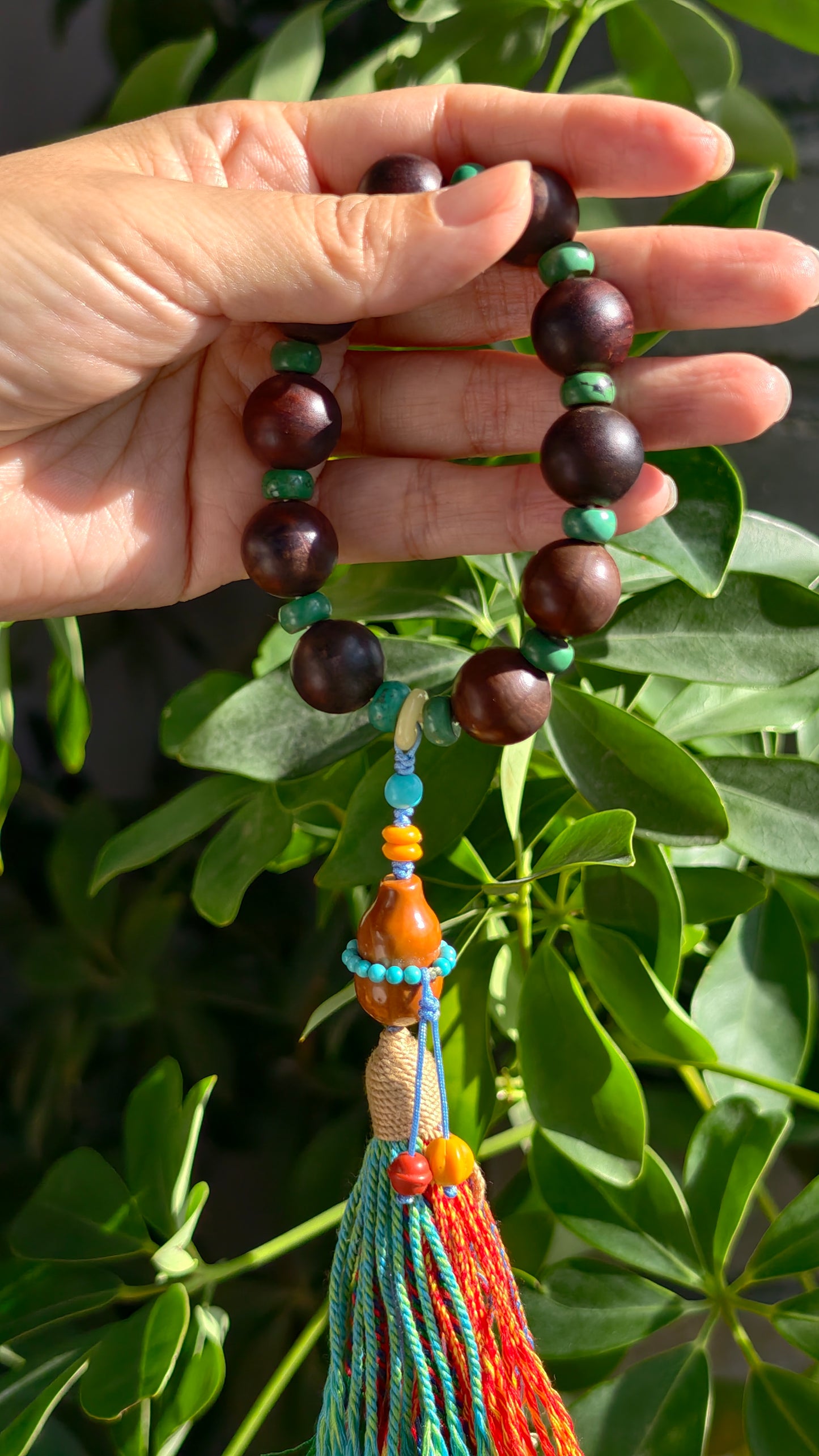 Turquoise and wooden bracelet