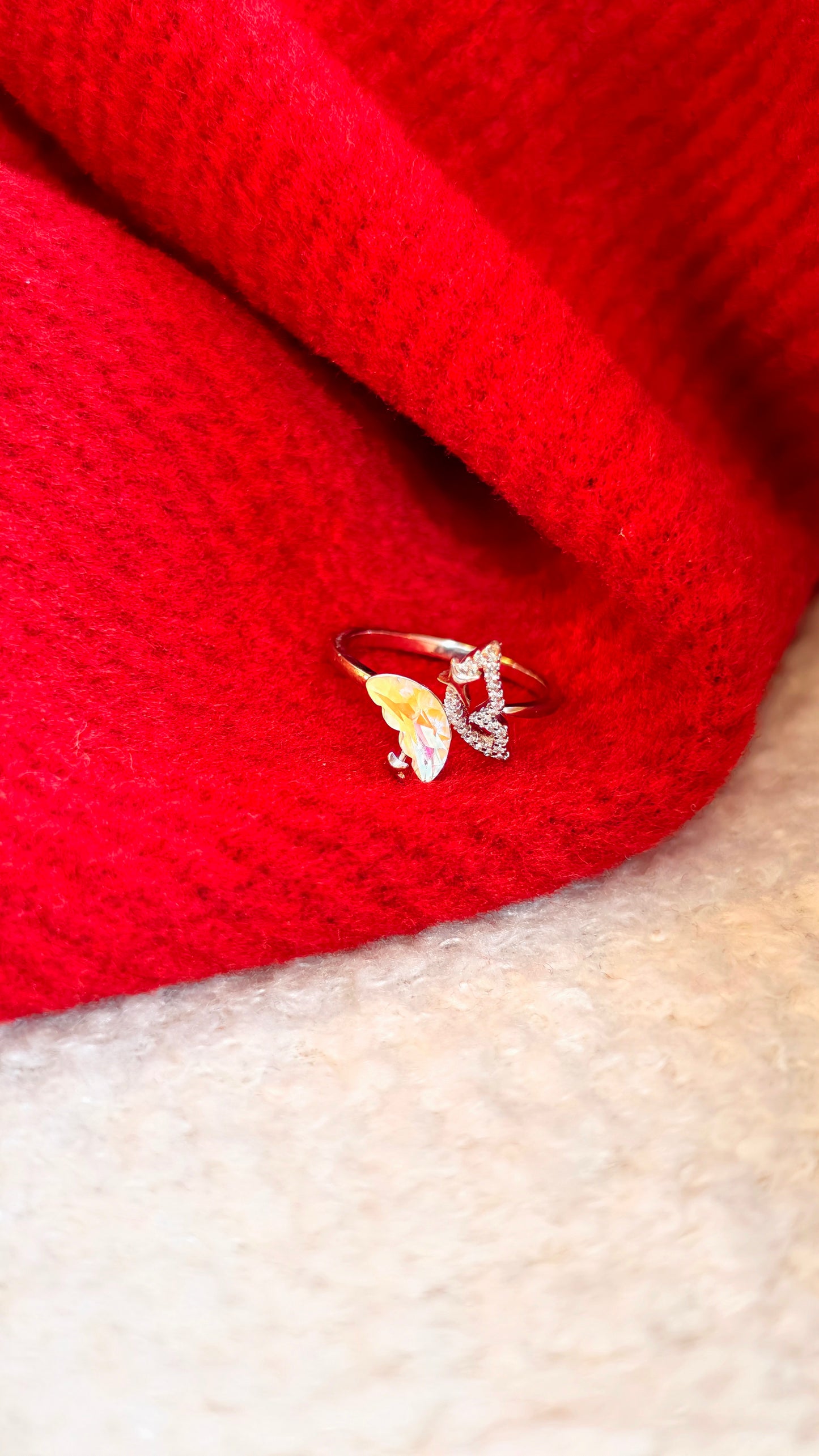Butterfly Statement Ring: Iridescent Wings & Delicate Sparkle