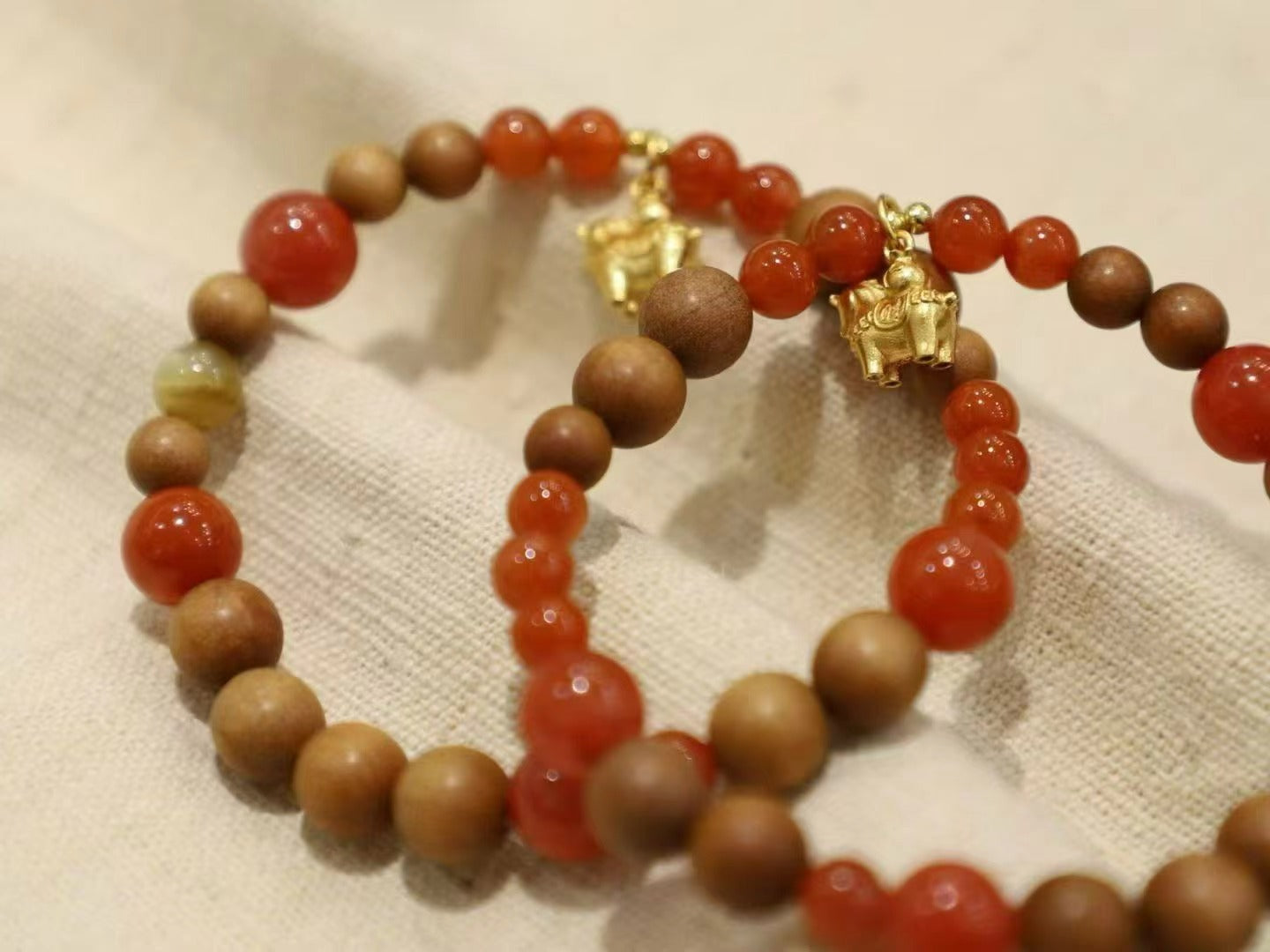 Red Agate & Golden Horse Bracelet