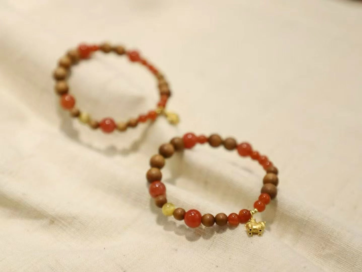 Red Agate & Golden Horse Bracelet