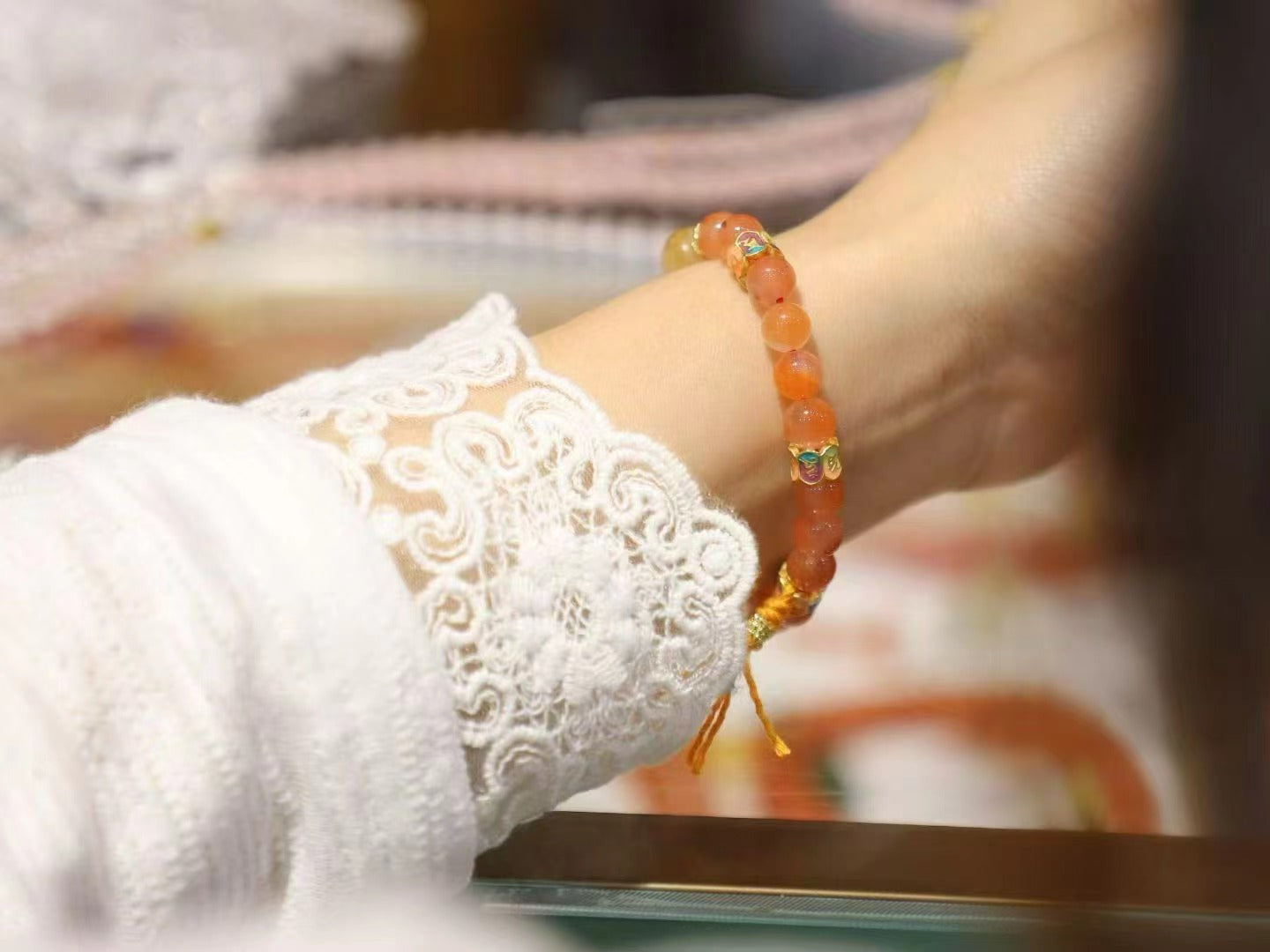 Ice-Floating Red Agate Bracelet