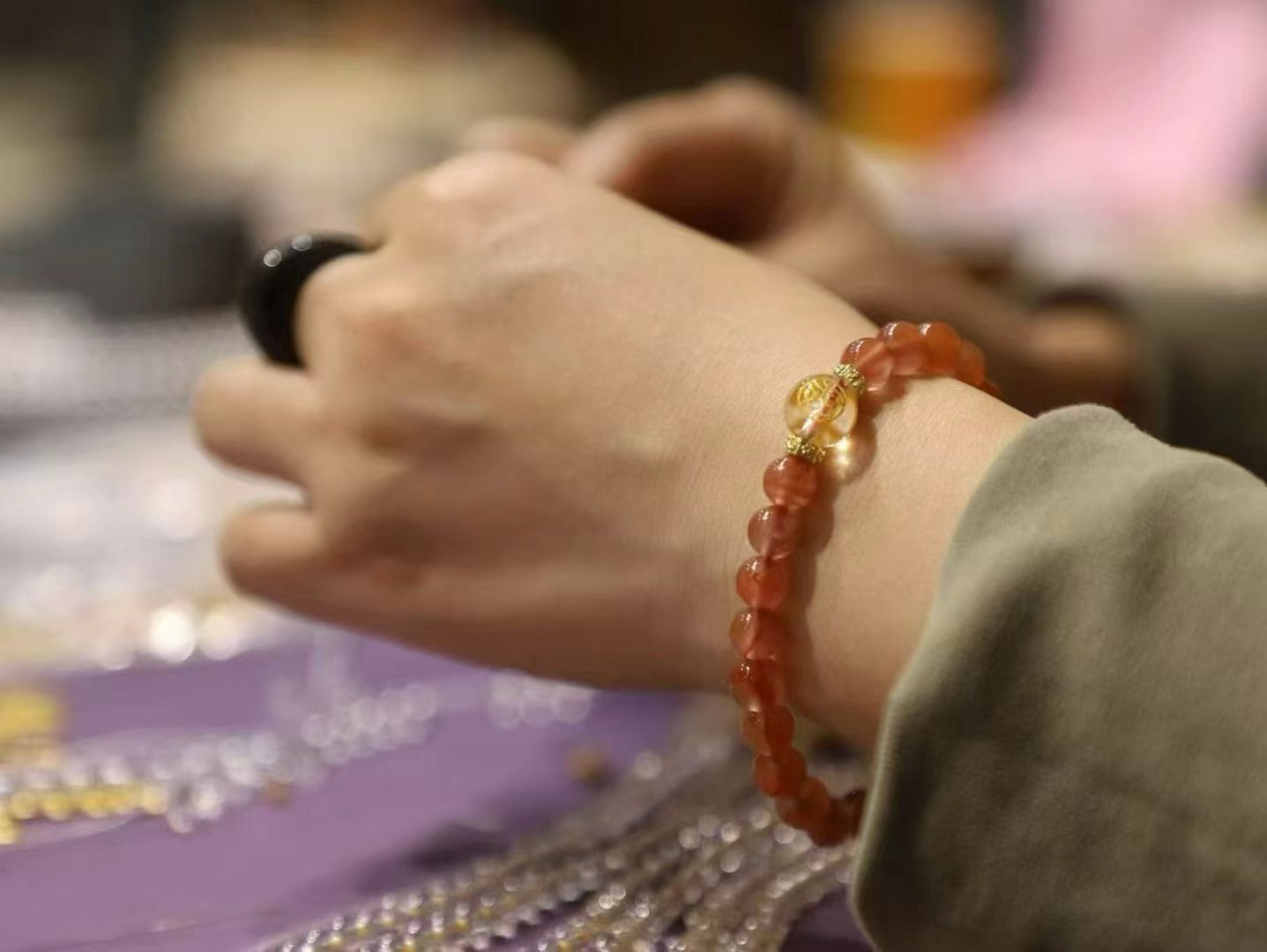 Ice-Floating Red Agate Bracelet