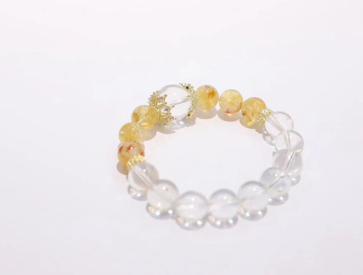 White Crystal & Yellow Quartz Bracelet
