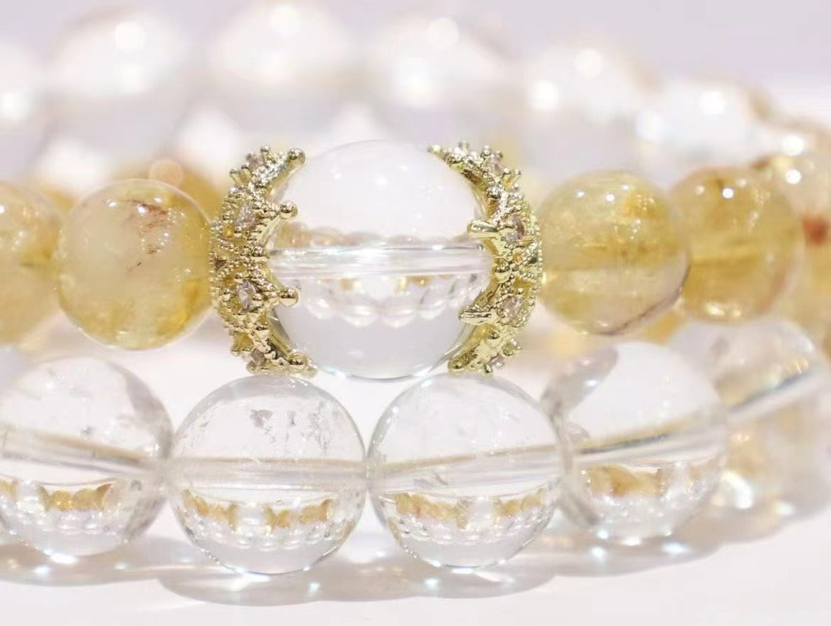 White Crystal & Yellow Quartz Bracelet