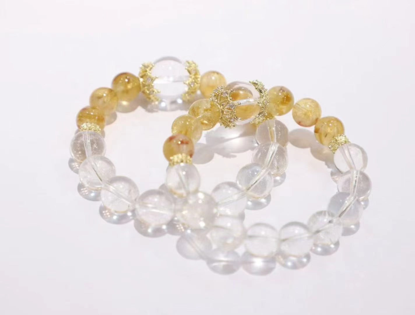 White Crystal & Yellow Quartz Bracelet