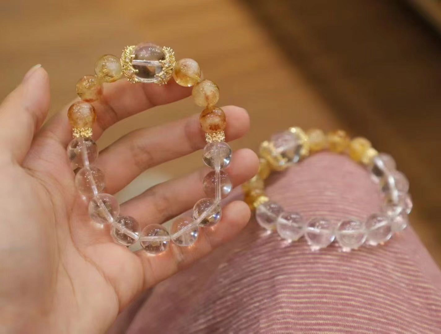 White Crystal & Yellow Quartz Bracelet