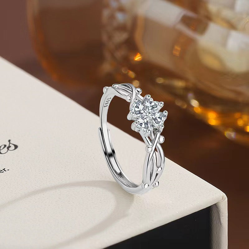 Embrace Your Lucky Charm: Four-Leaf Clover 999 Silver Ring