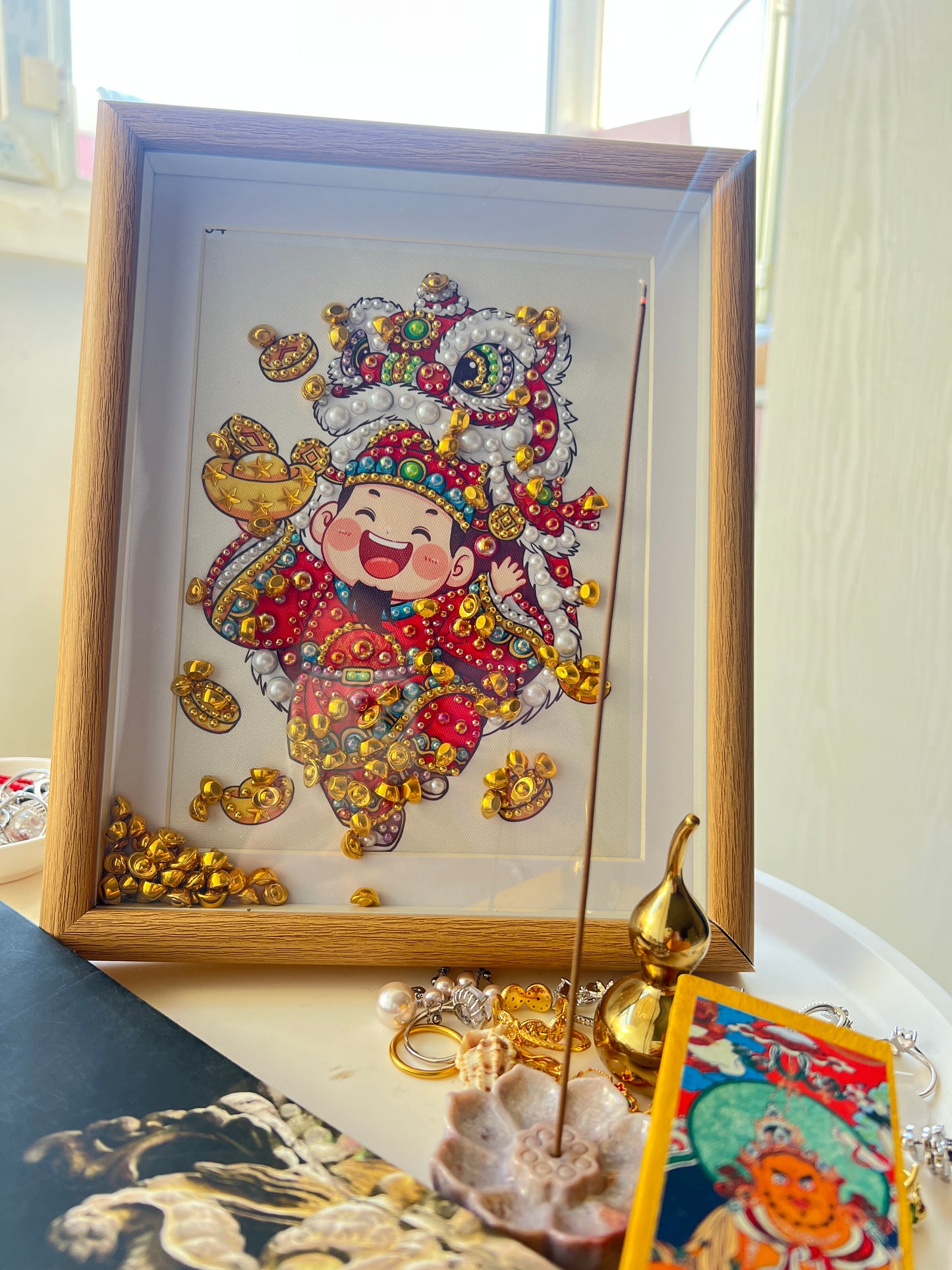 Wealth God Photo Frame - Handmade Elegance
