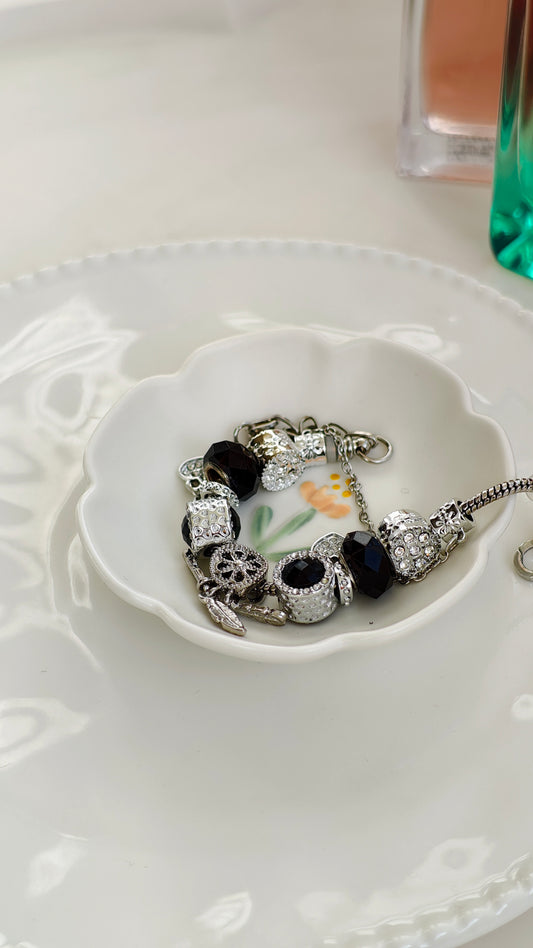 Pandora-Style Bracelet: Black Red Green Silver