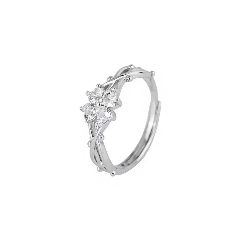 Embrace Your Lucky Charm: Four-Leaf Clover 999 Silver Ring