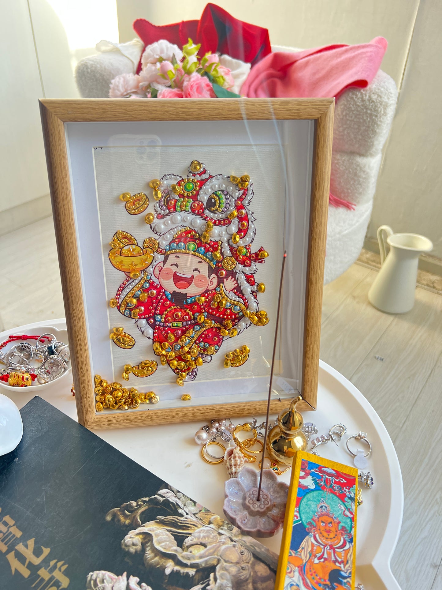 Wealth God Photo Frame - Handmade Elegance