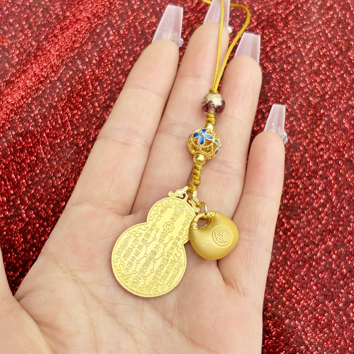 Hulu and Calligraphy Plaques keychain bag charm
