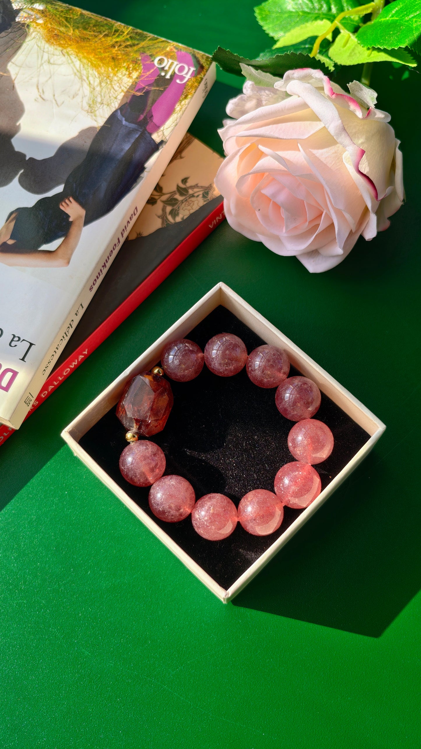 Pink Strawberry Quartz Bracelet