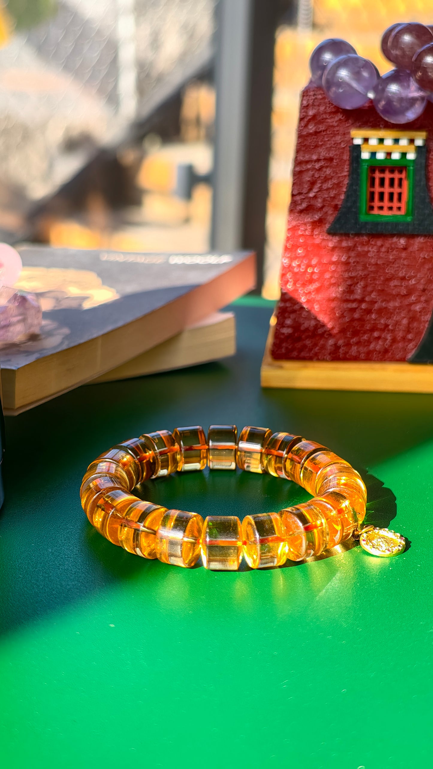 Citrine slice bracelet
