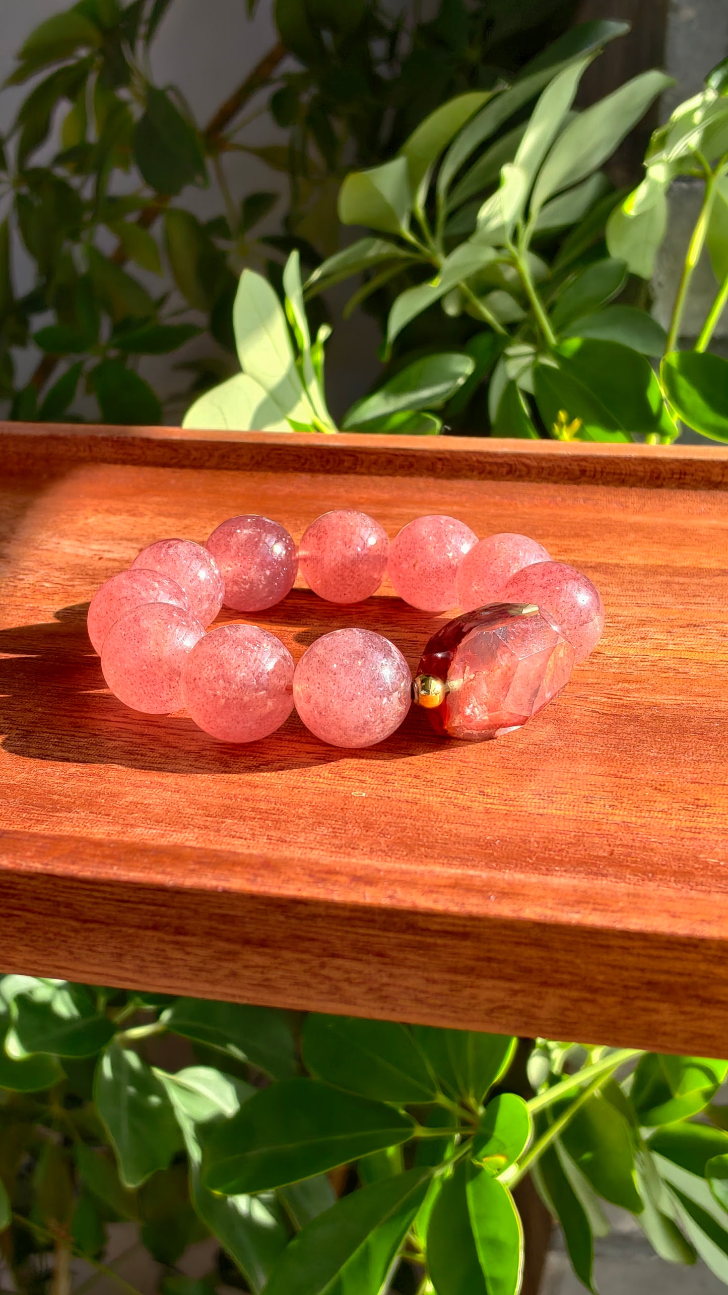 Pink Strawberry Quartz Bracelet