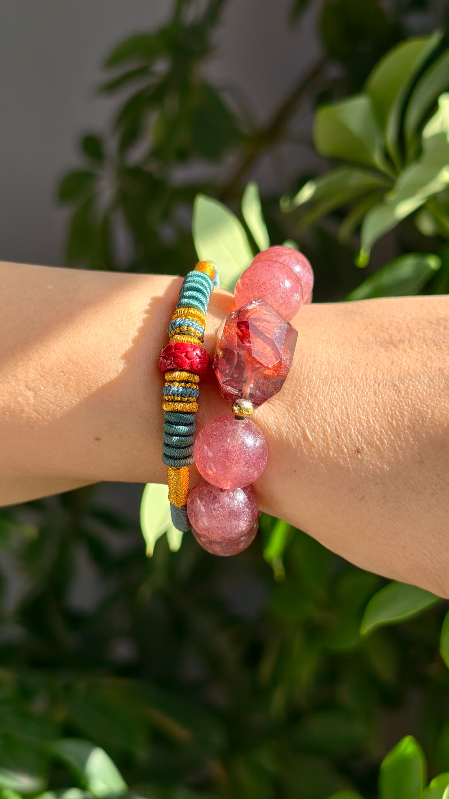 Pink Strawberry Quartz Bracelet