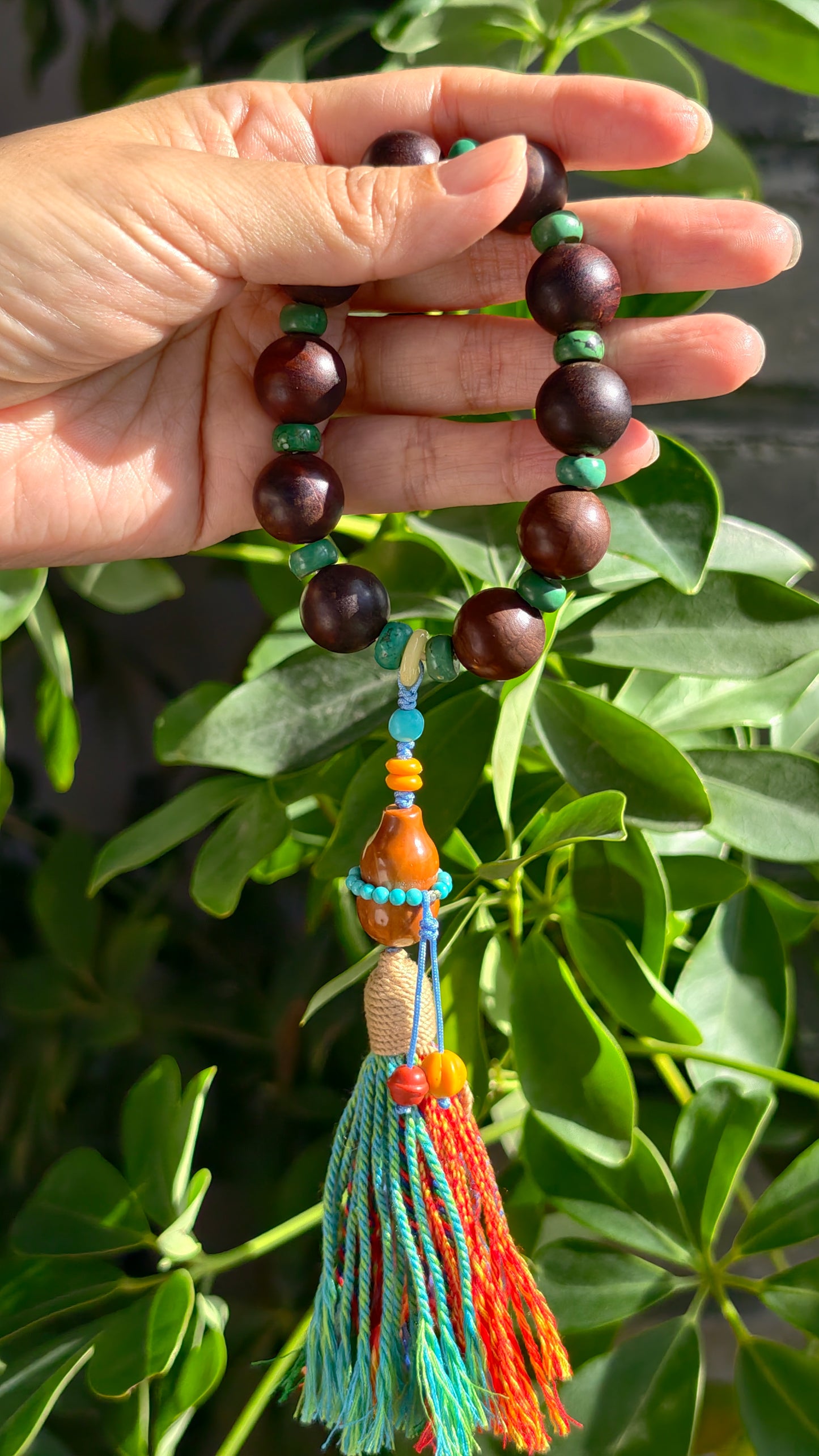 Turquoise and wooden bracelet