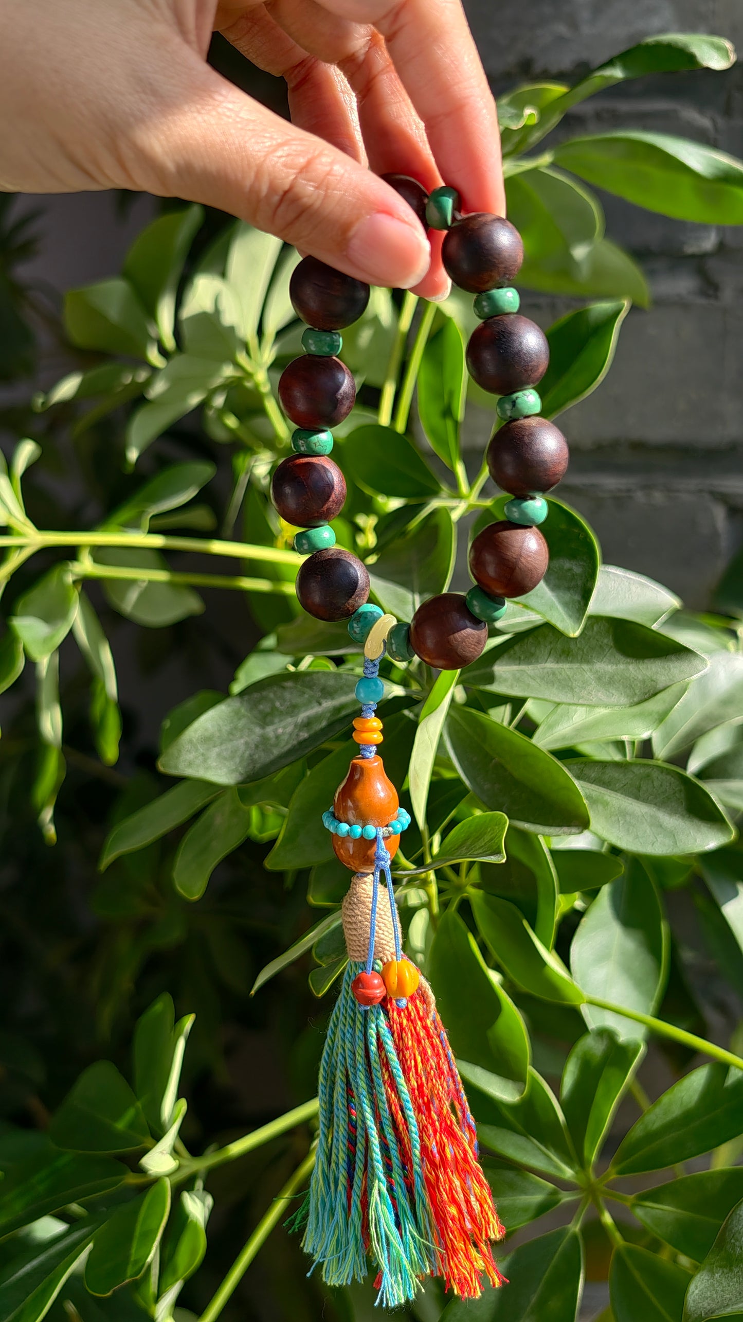 Turquoise and wooden bracelet