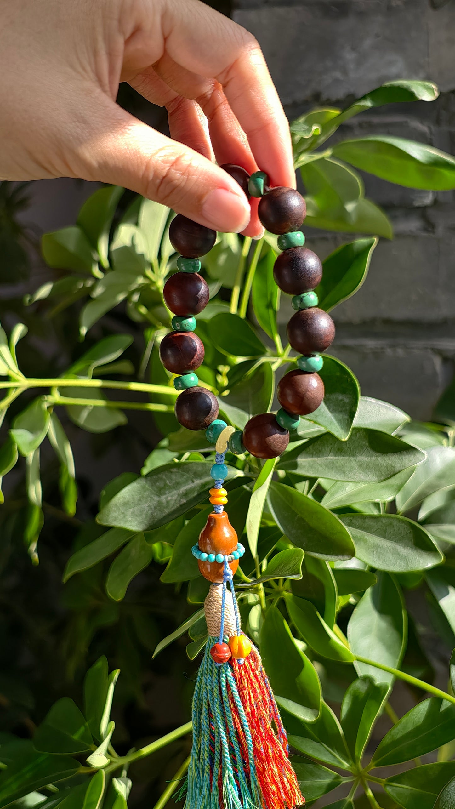 Turquoise and wooden bracelet