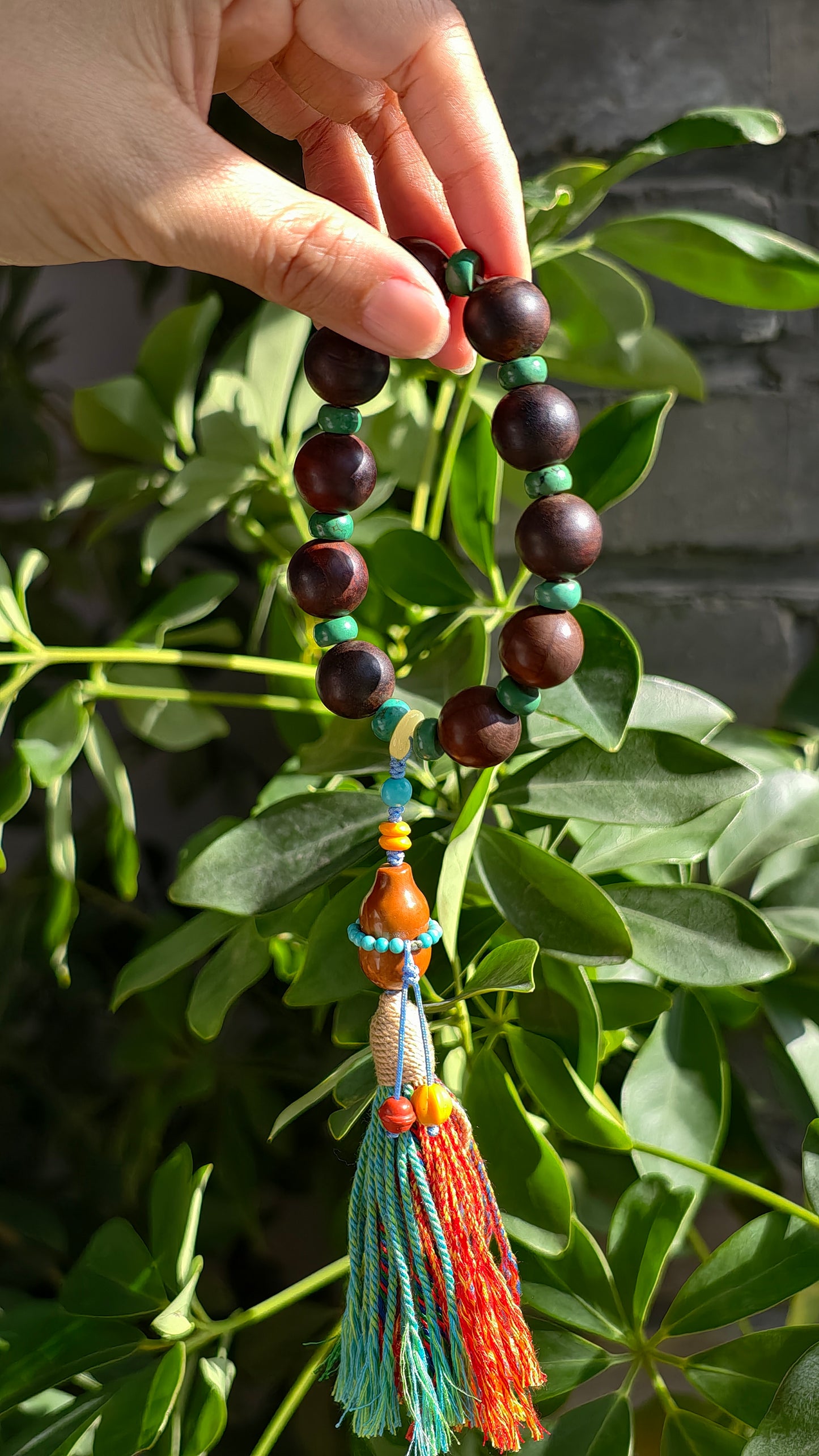 Turquoise and wooden bracelet
