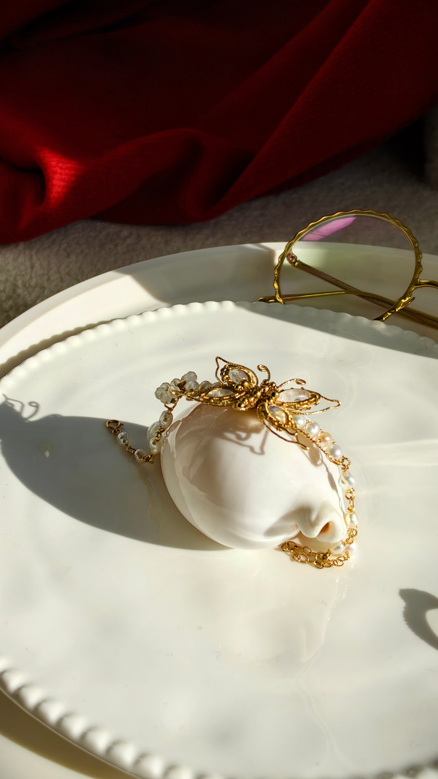 Butterfly Moonstone & Pearl Bracelet