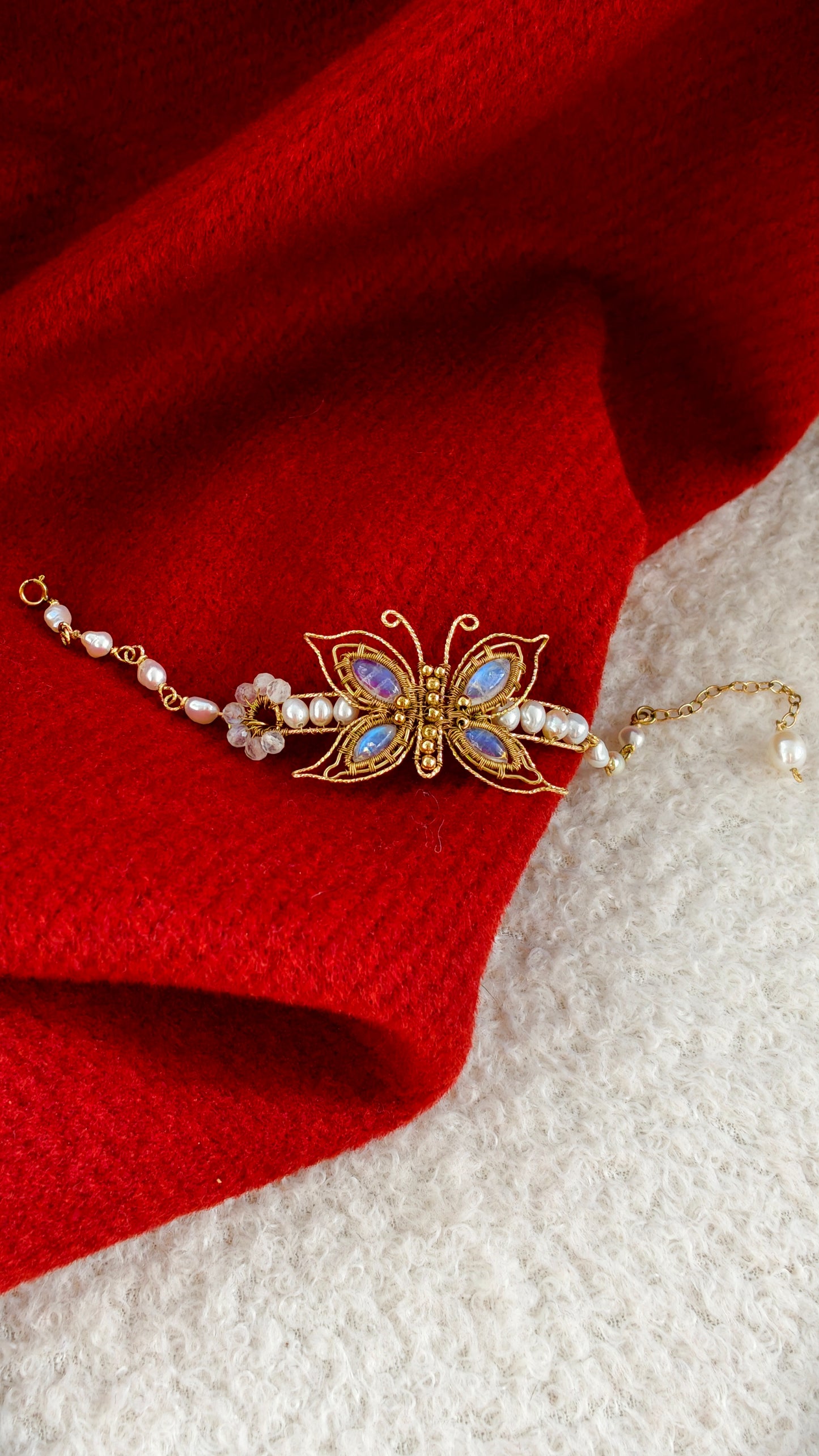 Butterfly Moonstone & Pearl Bracelet