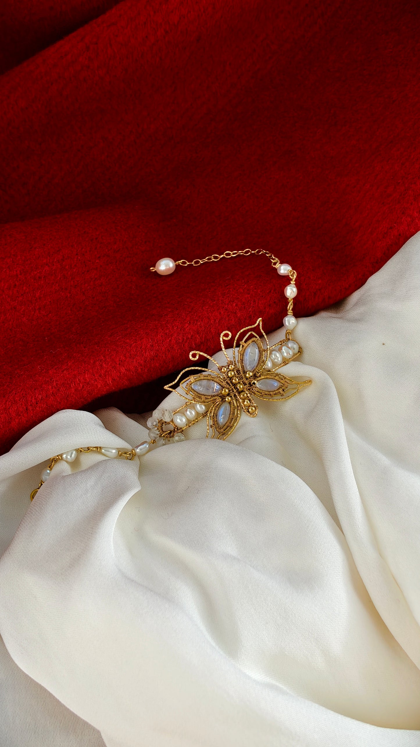 Butterfly Moonstone & Pearl Bracelet