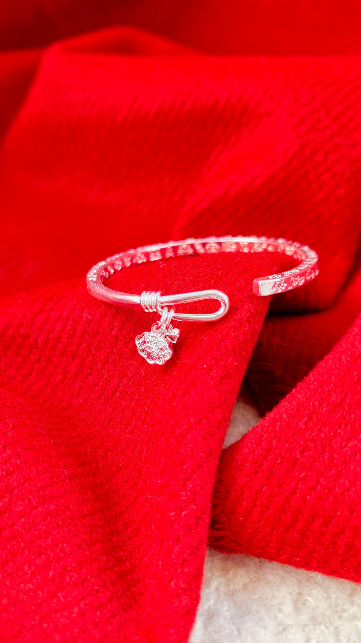 Sterling Silver Bangle: Engraved "Om Mani Padme Hum" Mantra