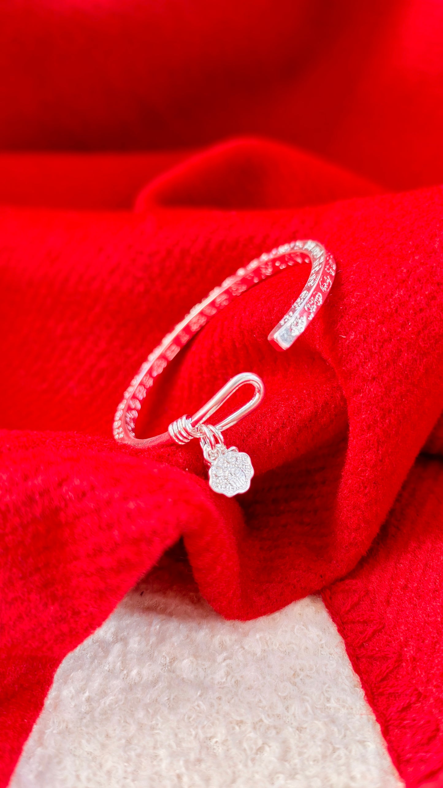 Sterling Silver Bangle: Engraved "Om Mani Padme Hum" Mantra