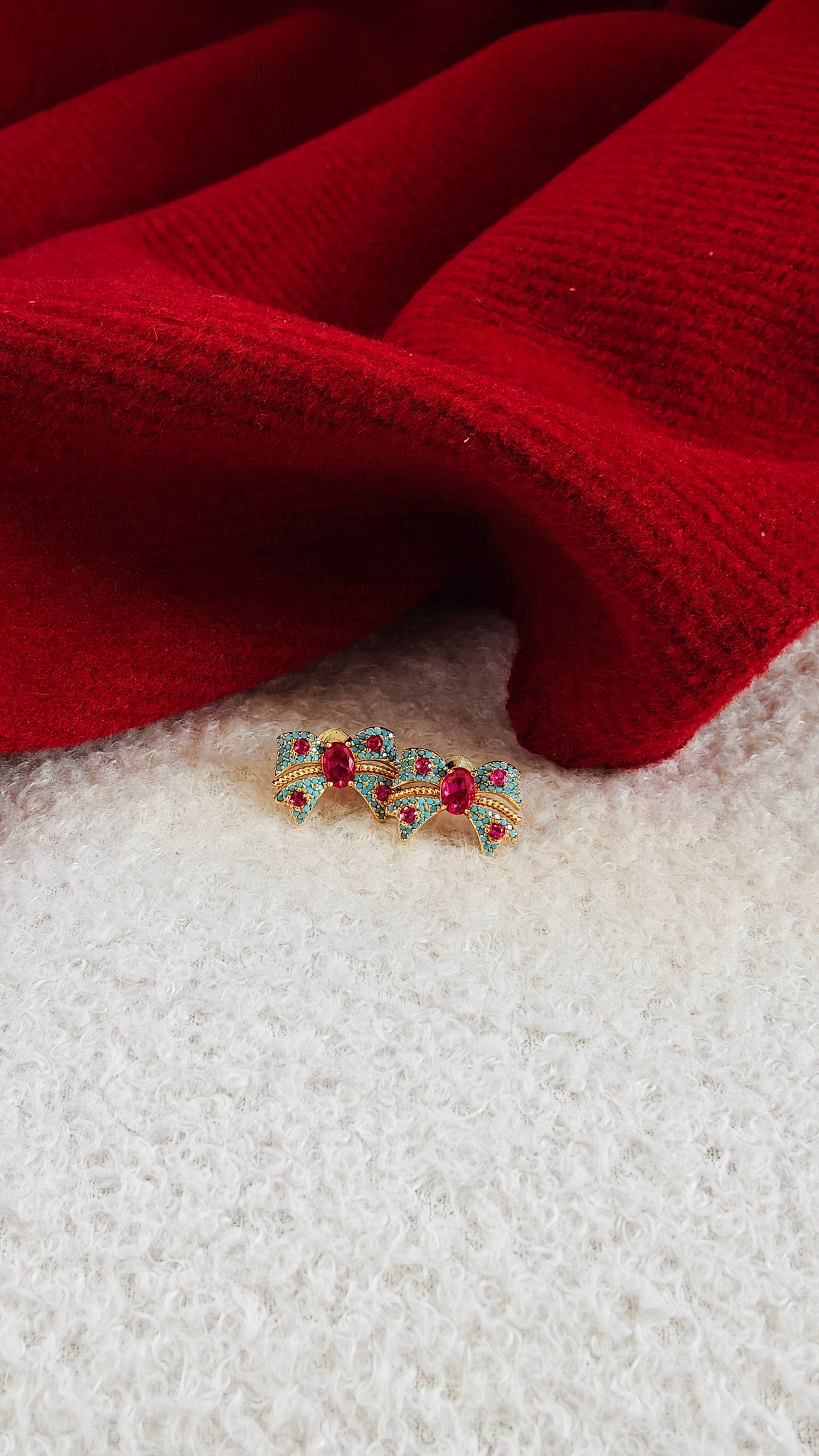 Bow-Shaped Statement Earrings: Vibrant Sparkle with Playful Charm
