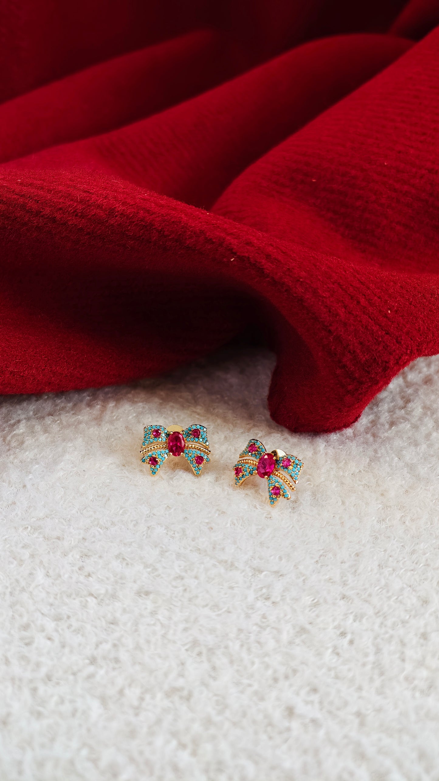 Bow-Shaped Statement Earrings: Vibrant Sparkle with Playful Charm