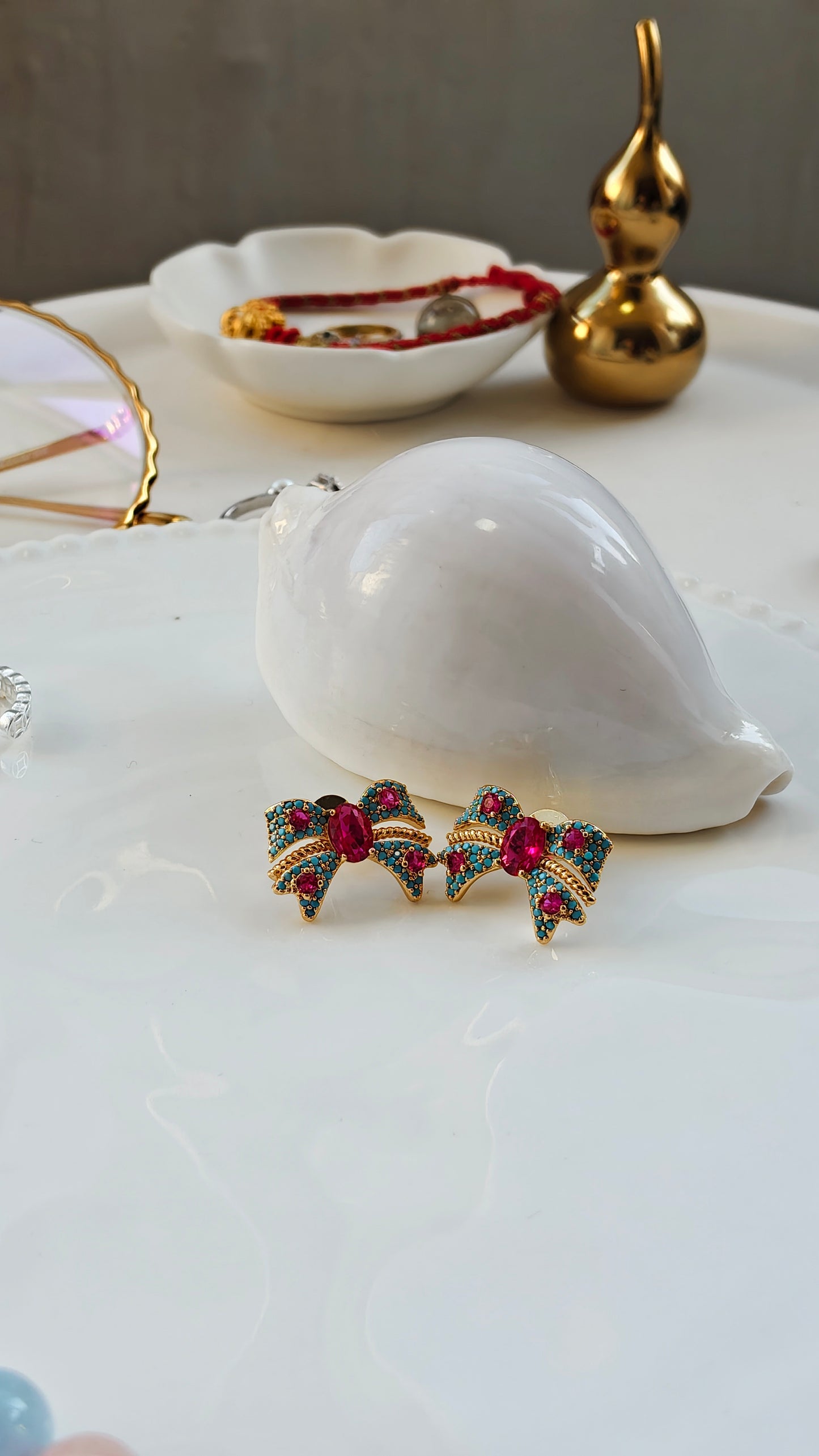 Bow-Shaped Statement Earrings: Vibrant Sparkle with Playful Charm