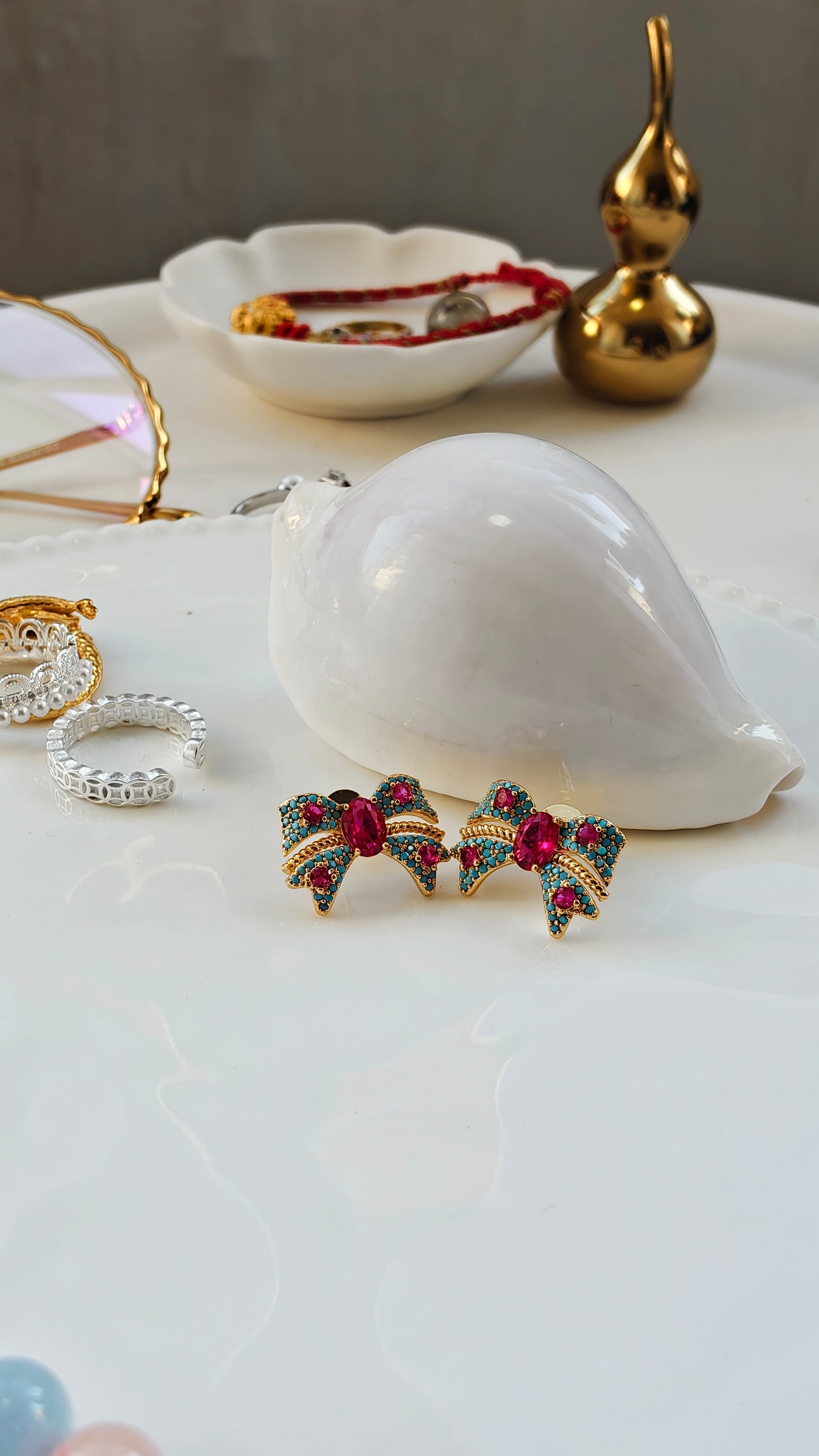 Bow-Shaped Statement Earrings: Vibrant Sparkle with Playful Charm