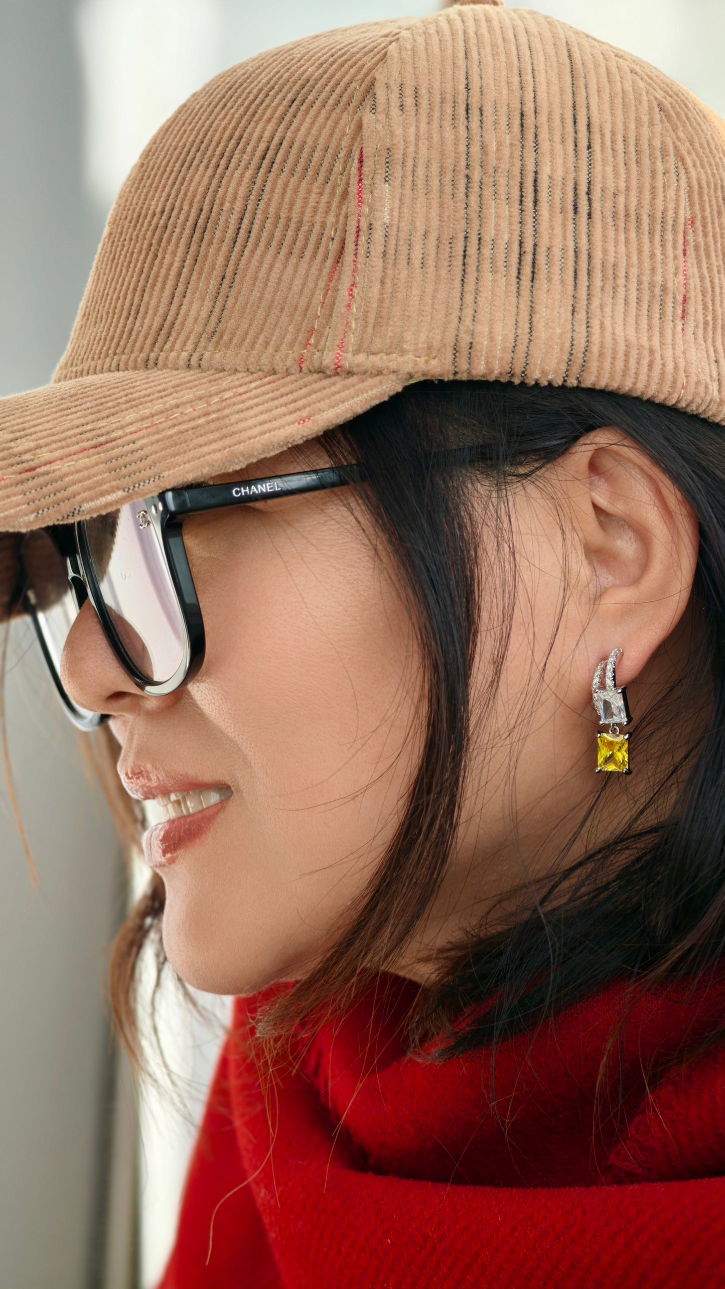 Two-Tone Gem Drop Earrings: Bright Sparkle with Modern Contrast