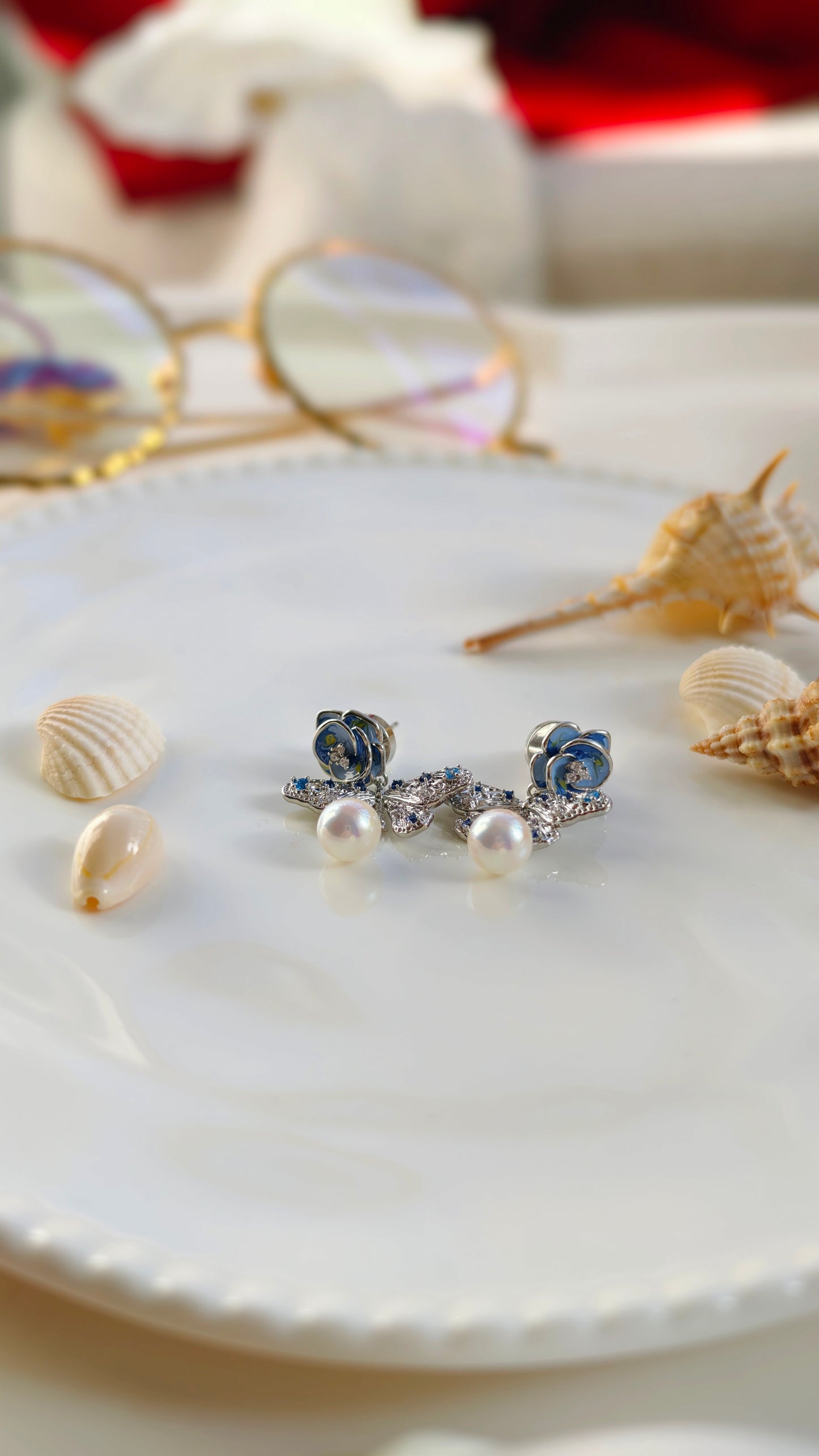 Rose & Pearl Drop Earrings: Soft Elegance with Coastal Charm