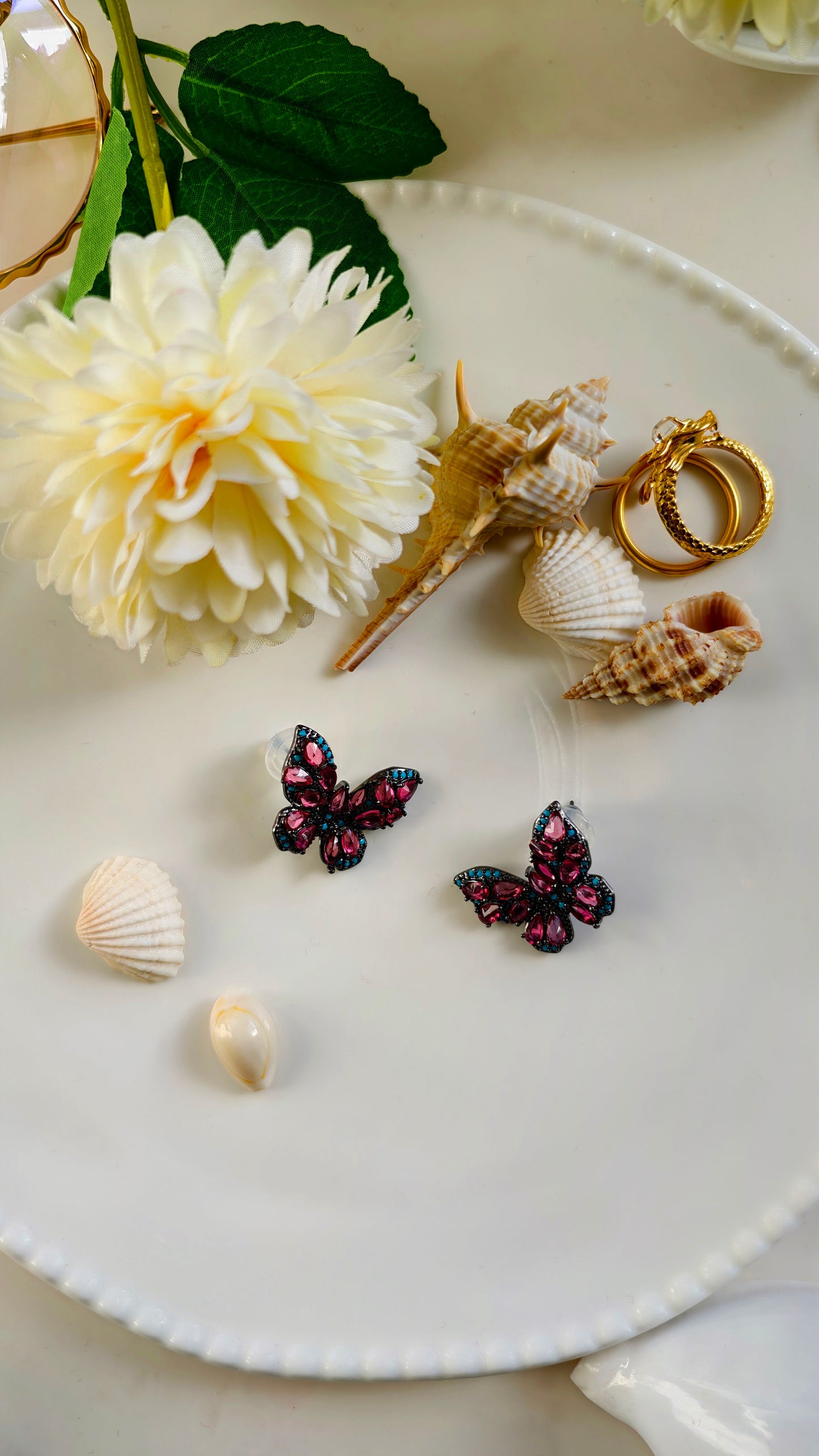 Butterfly Stud Earrings: Enchanted Sparkle with Floral Grace