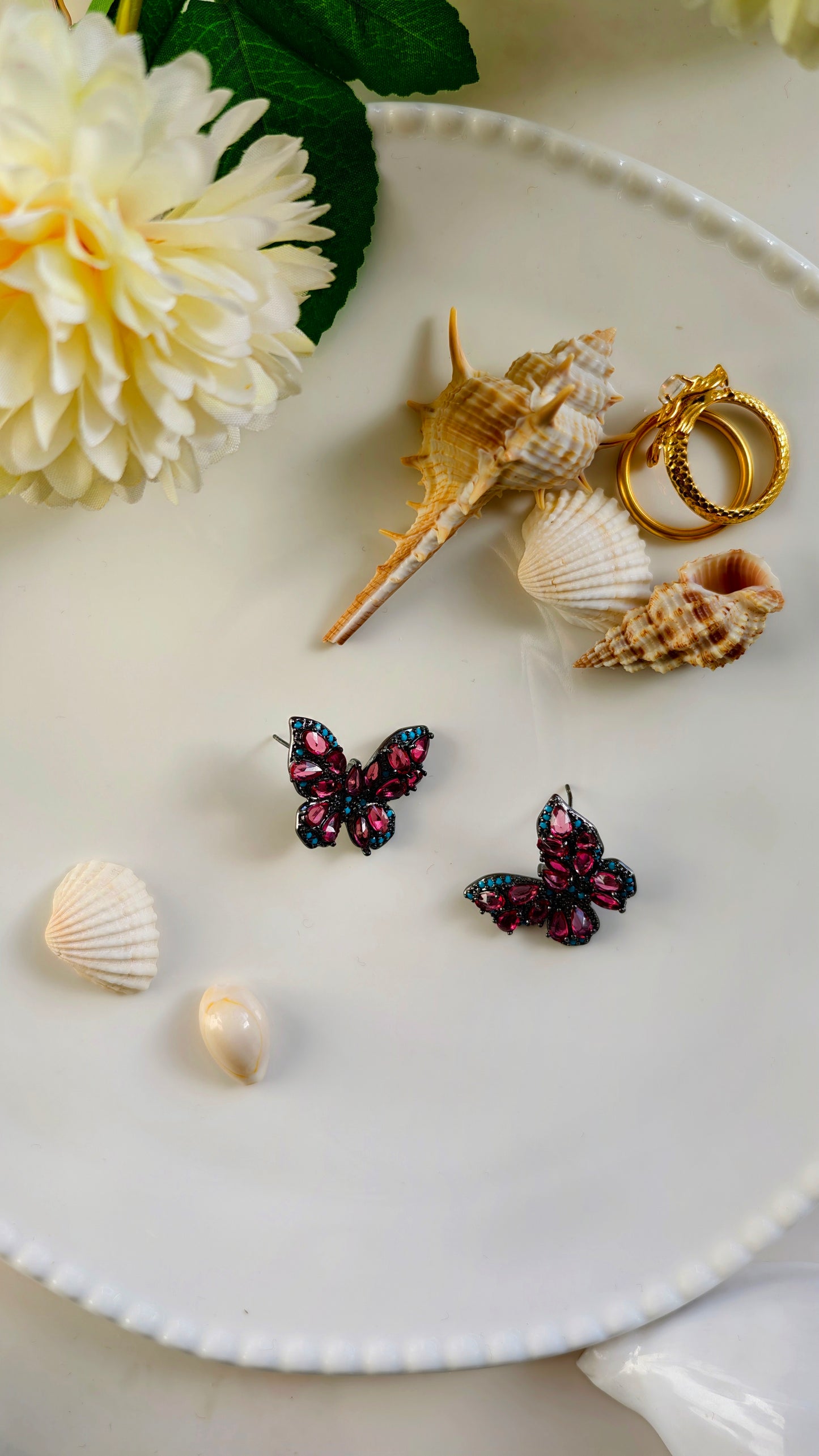 Butterfly Stud Earrings: Enchanted Sparkle with Floral Grace