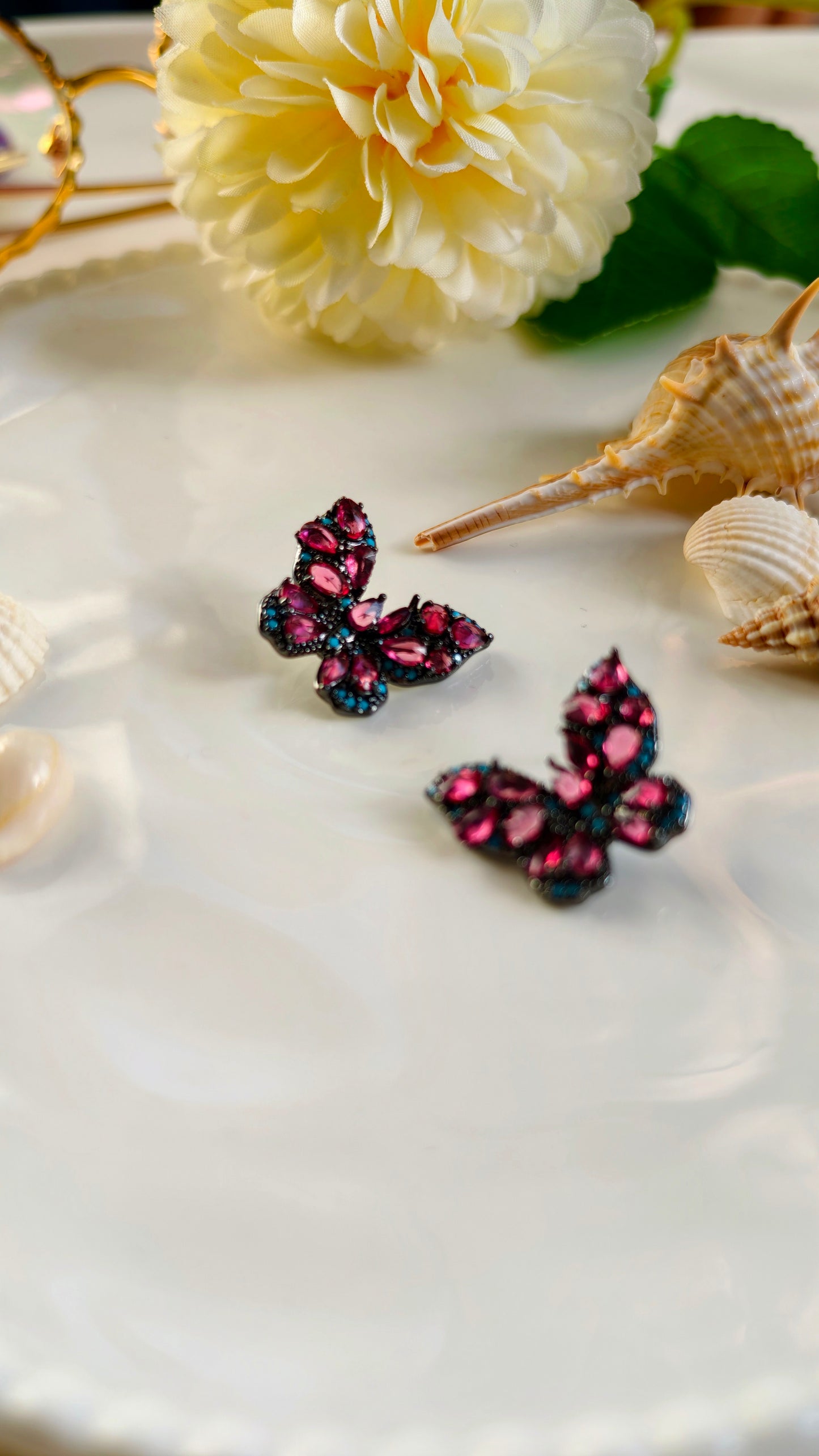 Butterfly Stud Earrings: Enchanted Sparkle with Floral Grace
