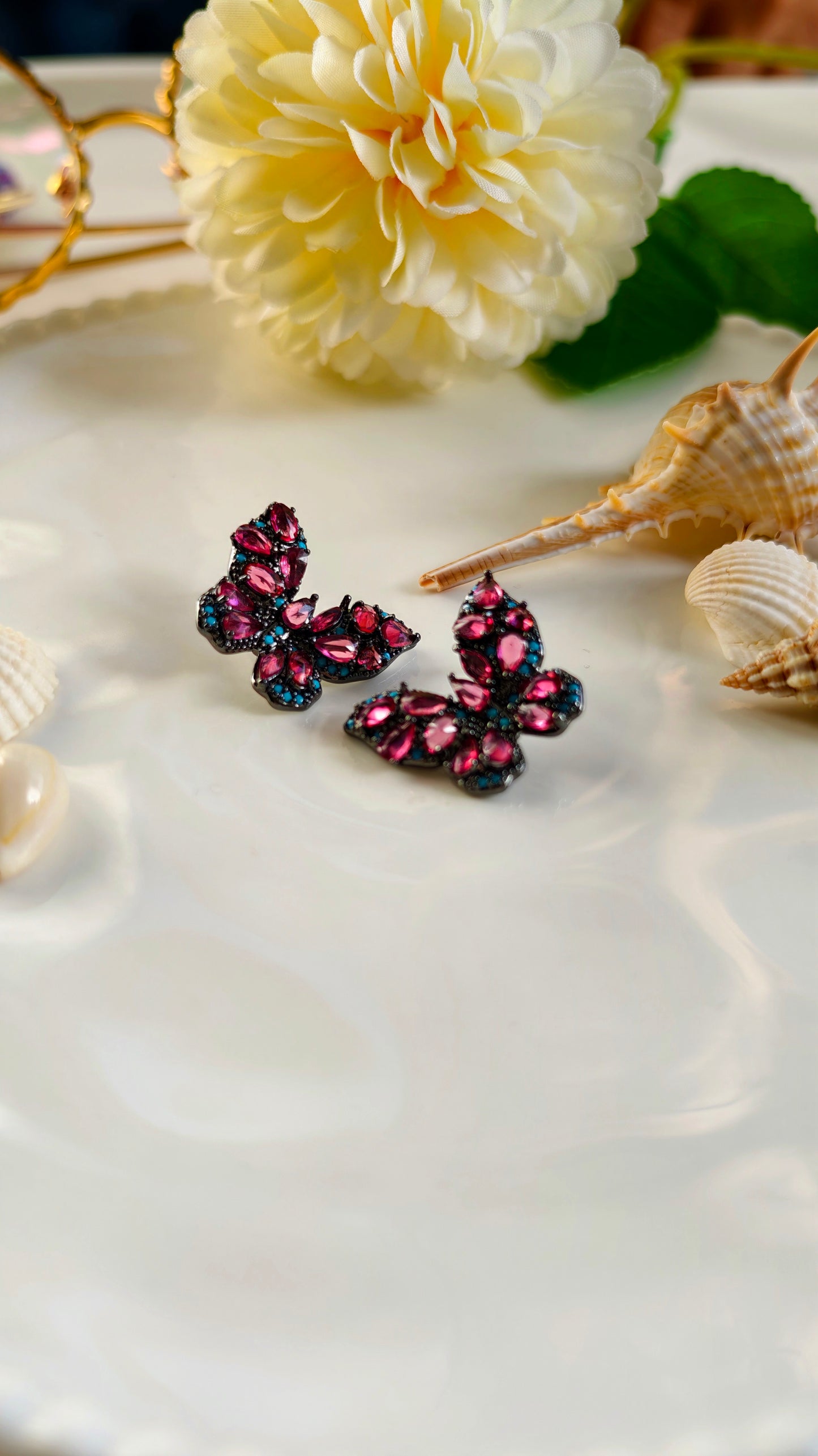 Butterfly Stud Earrings: Enchanted Sparkle with Floral Grace