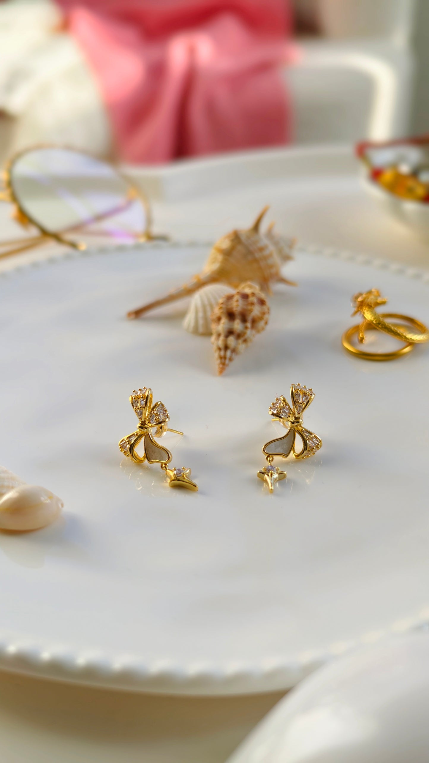 Bow & Shooting Star Drop Earrings: Whimsical Sparkle with Playful Charm