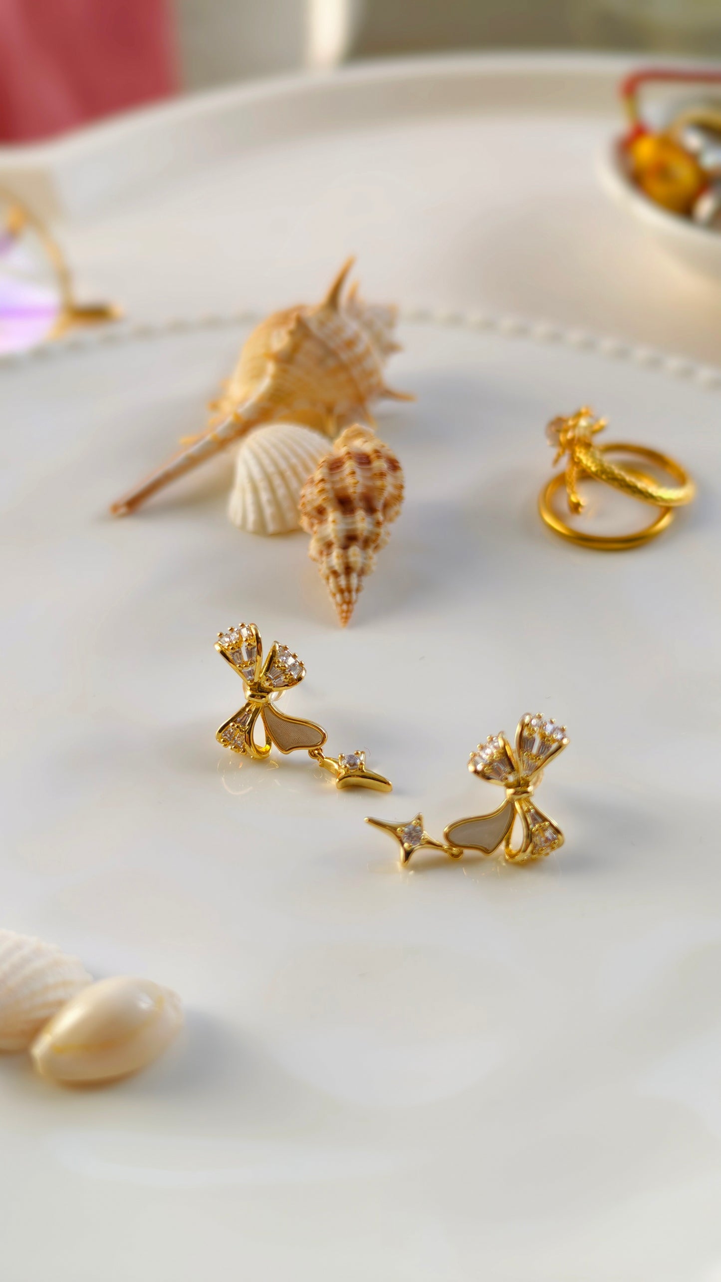 Bow & Shooting Star Drop Earrings: Whimsical Sparkle with Playful Charm