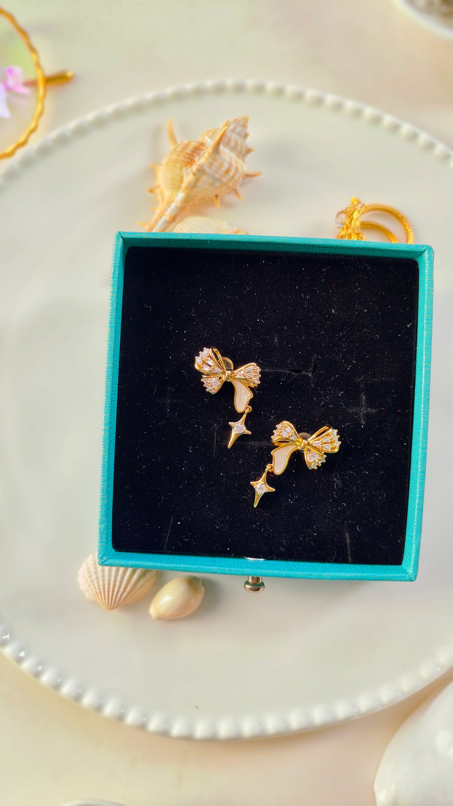 Bow & Shooting Star Drop Earrings: Whimsical Sparkle with Playful Charm