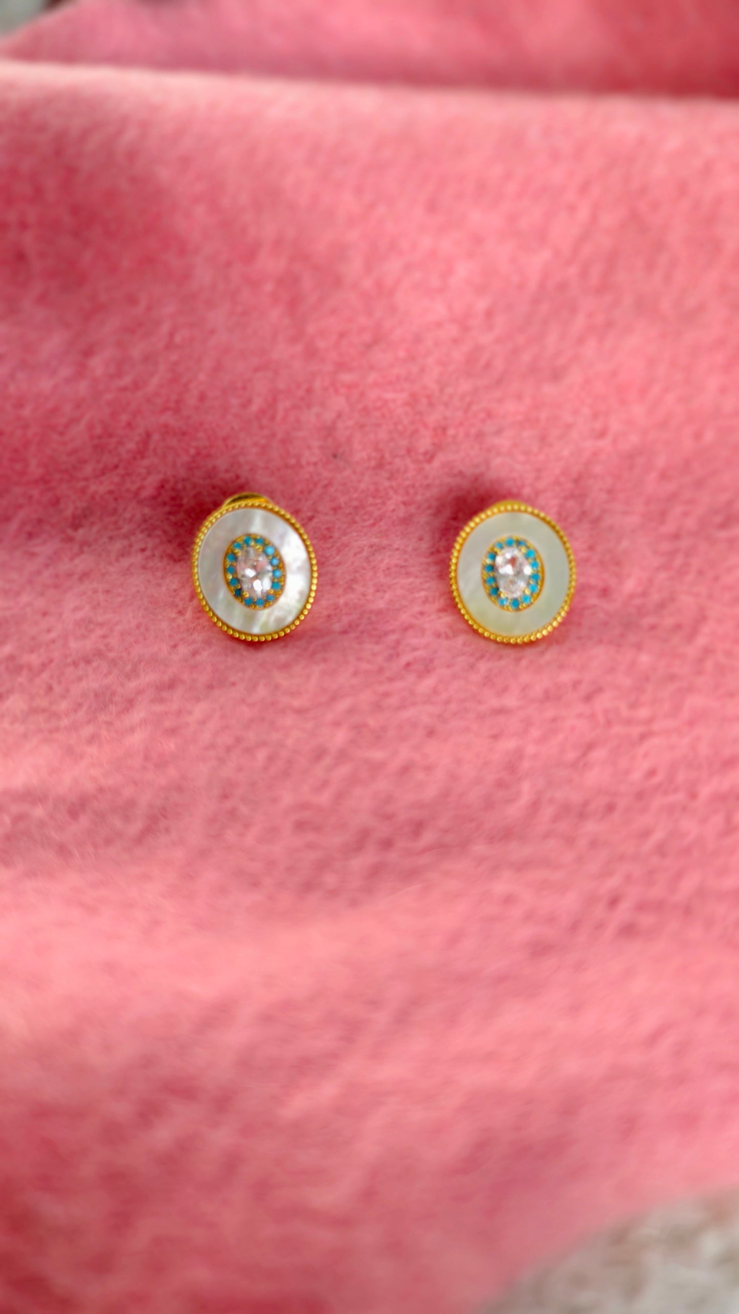 Shell & Gemstone Stud Earrings: Coastal Elegance in Every Detai