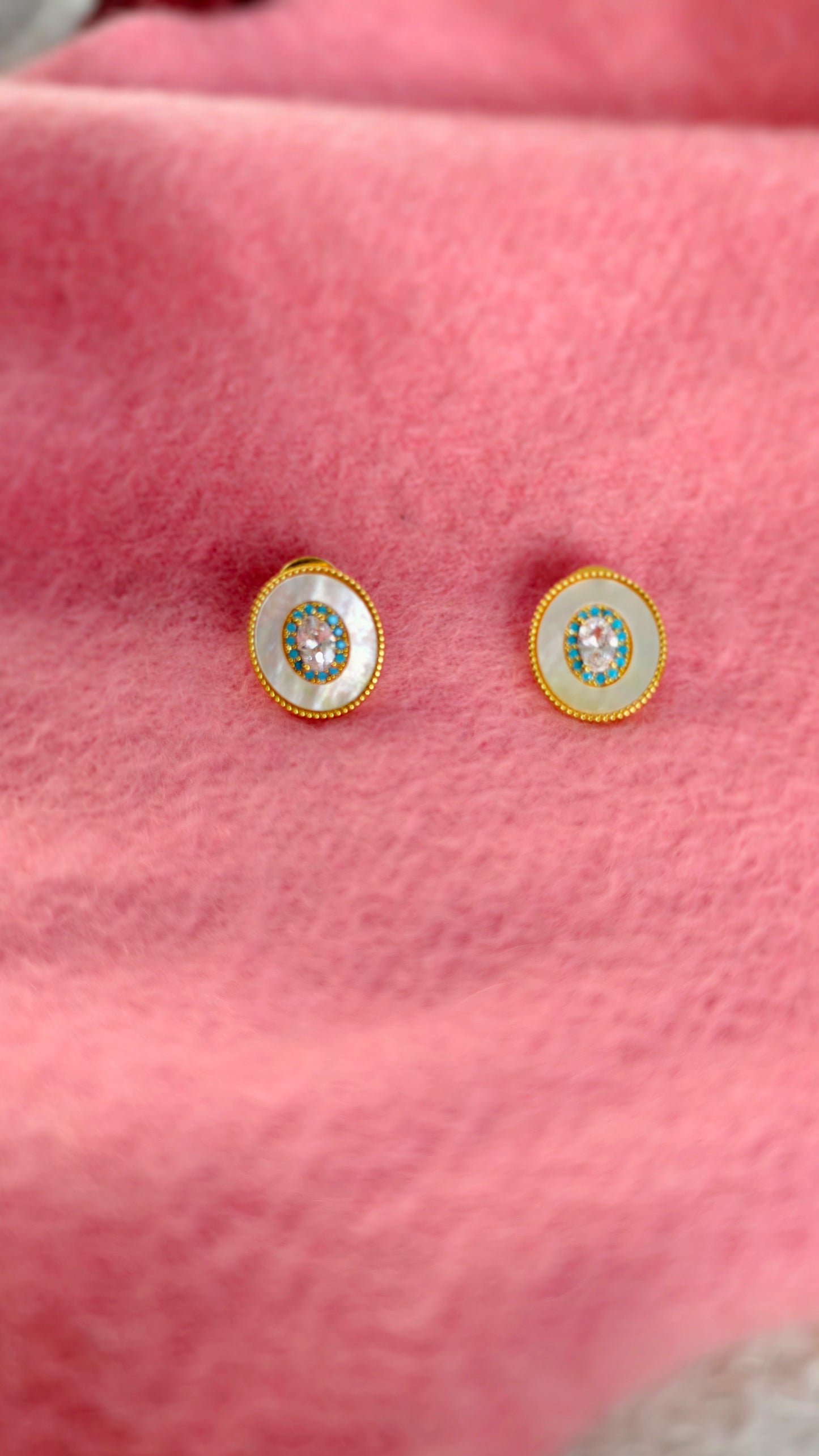 Shell & Gemstone Stud Earrings: Coastal Elegance in Every Detai