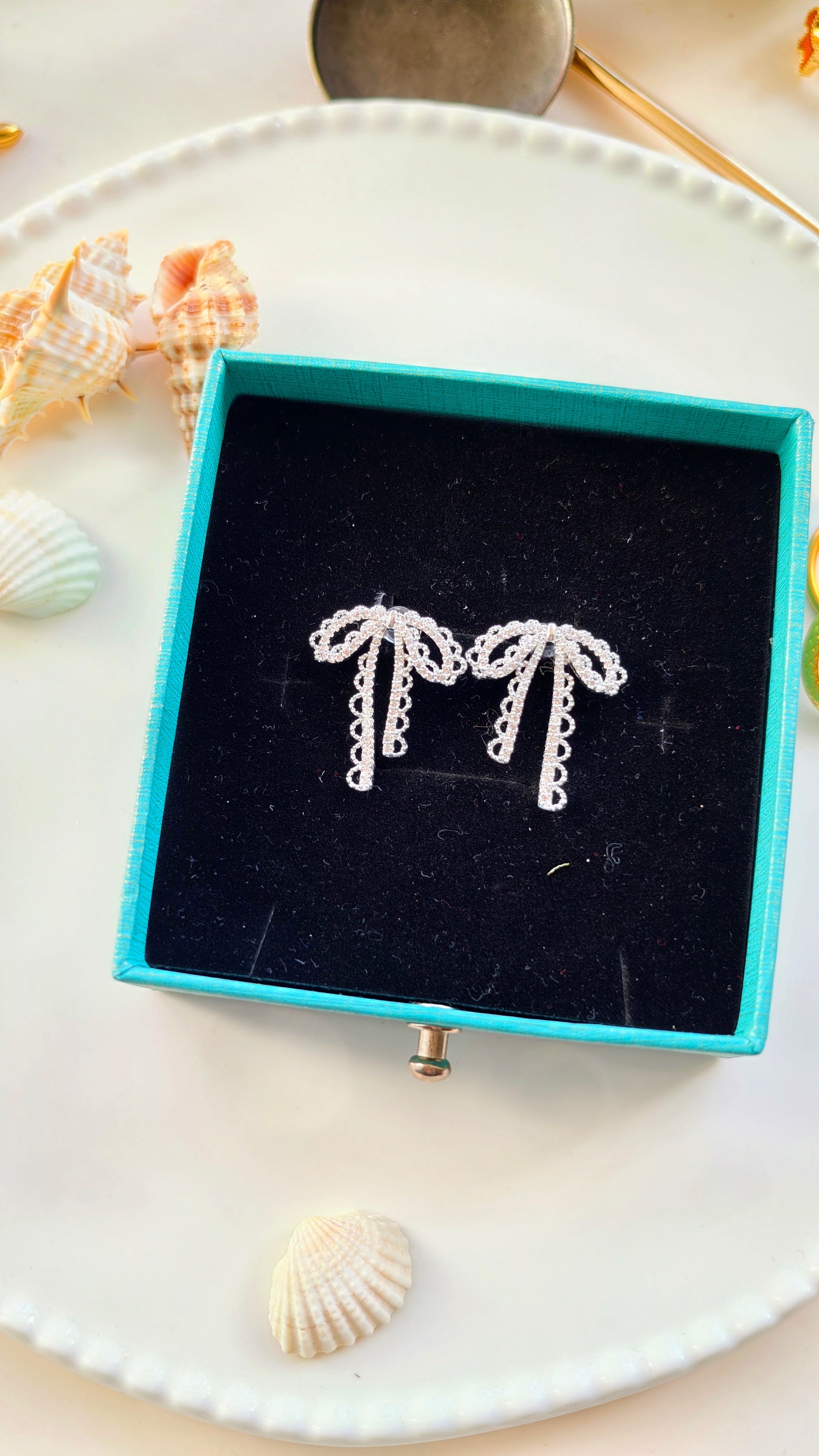 Lace Bow Stud Earrings: Romantic Sparkle with Delicate Texture