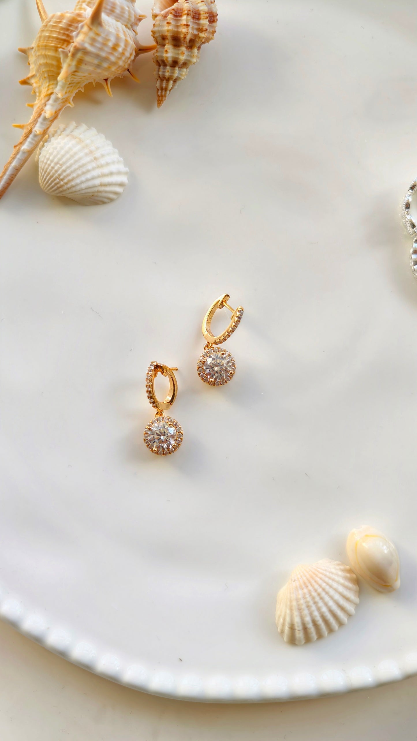 Gold & Crystal Drop Hoop Earrings: Timeless Sparkle with Effortless Elegance