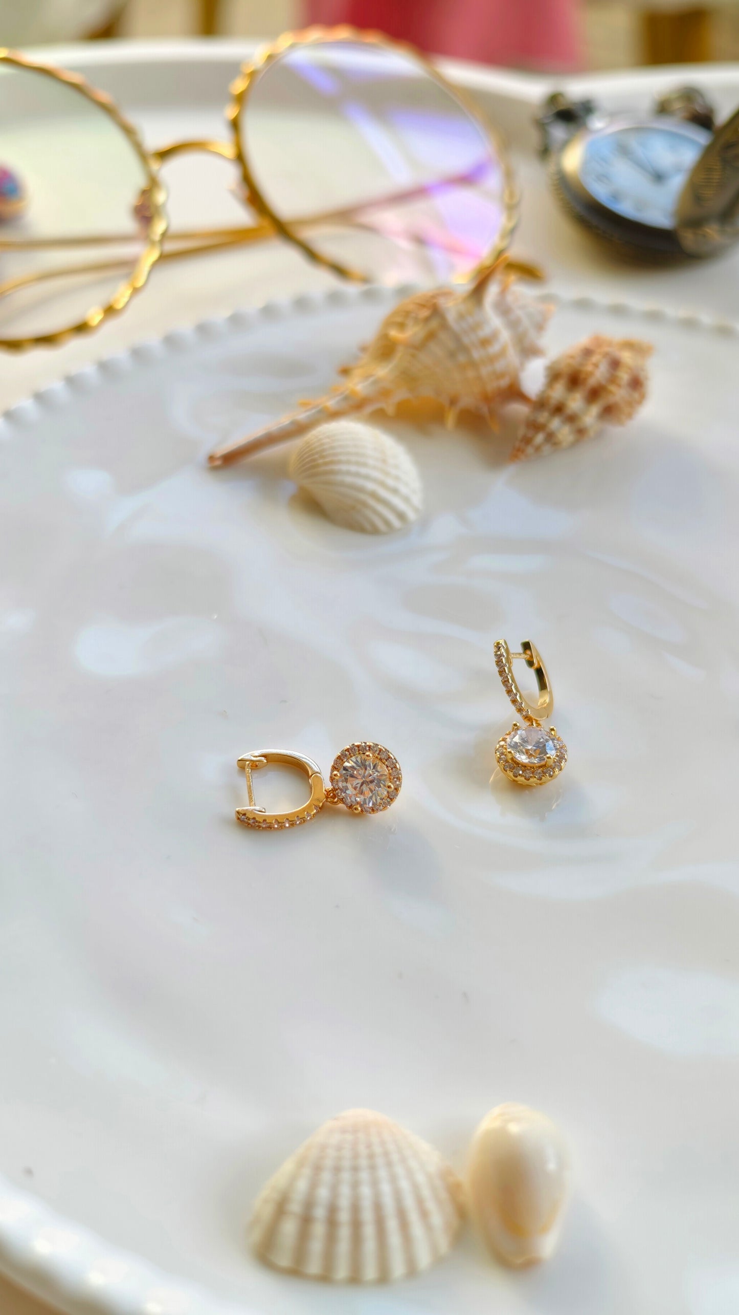 Gold & Crystal Drop Hoop Earrings: Timeless Sparkle with Effortless Elegance